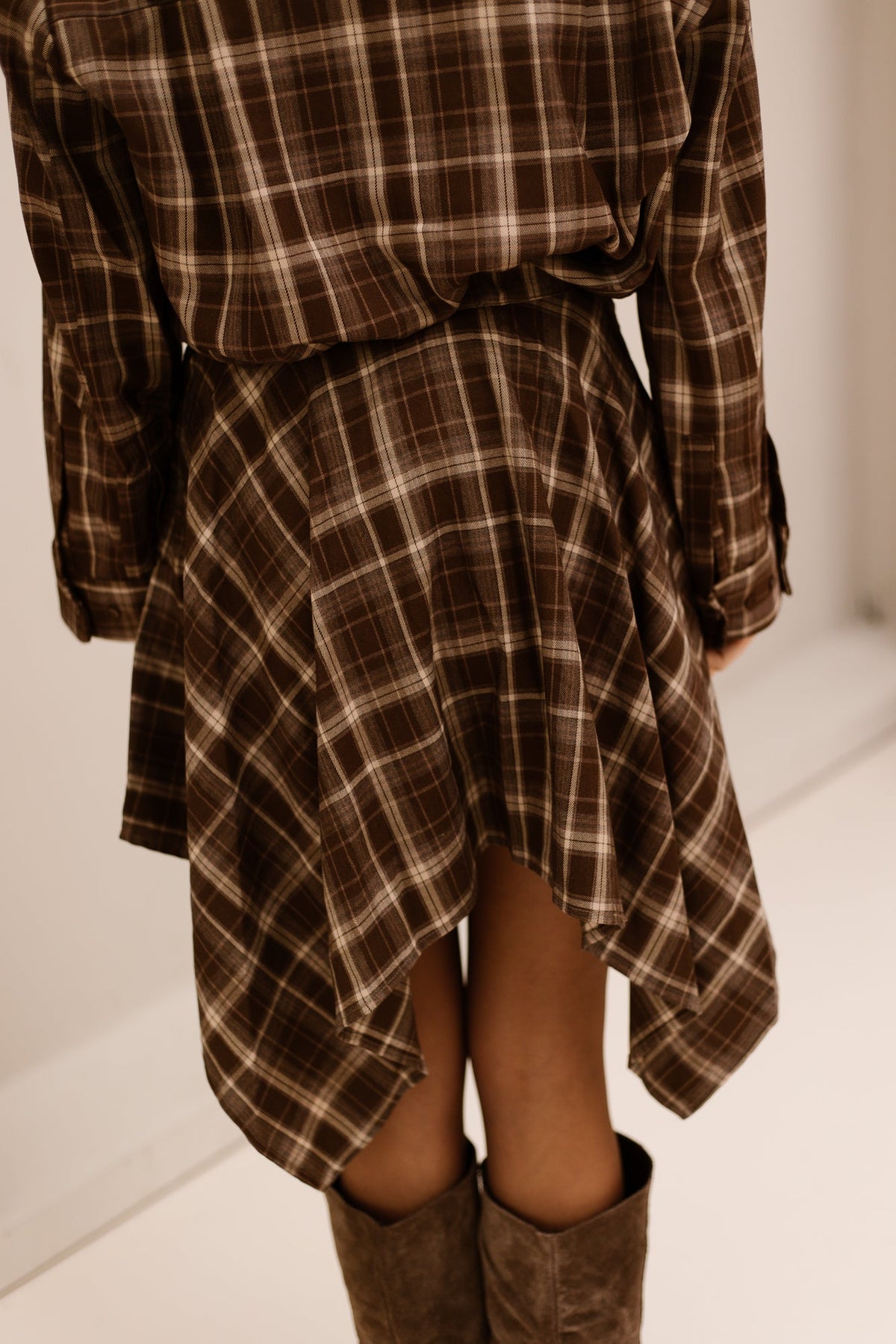 DagnyCC check Tie skirt brown - Bij Keesje - Co'couture - Rok