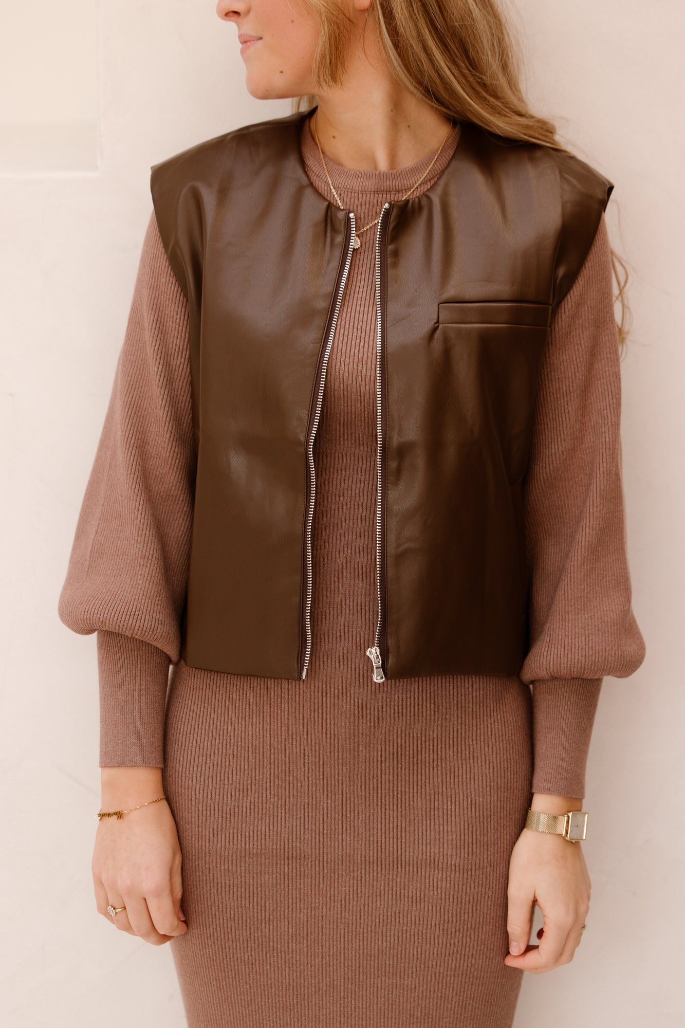 Dani Leather Gilet Brown - Bij Keesje | Shop online Bij Keesje