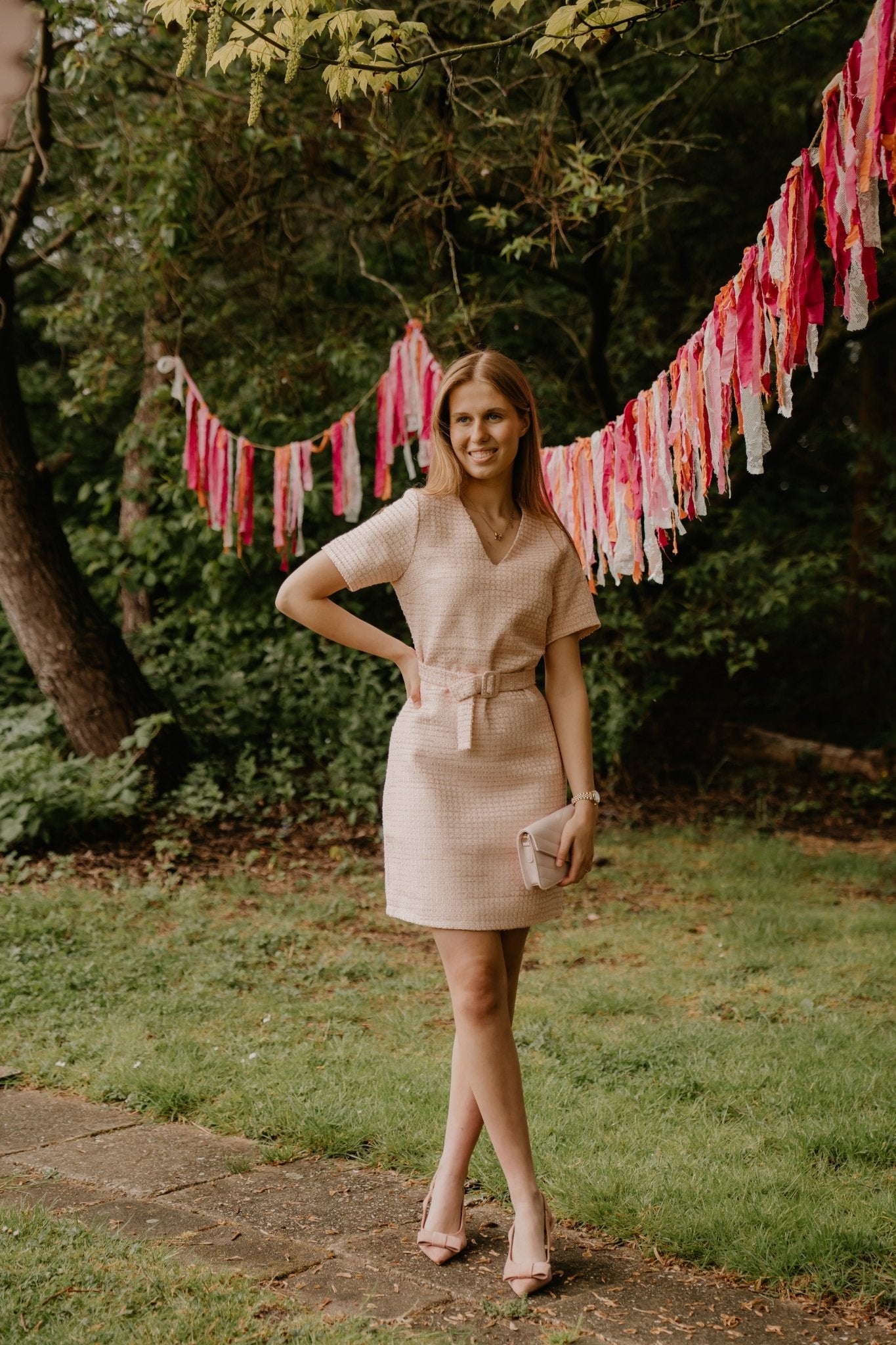Danique SS boucle dress powder blush - Bij Keesje - Freebird - Jurk