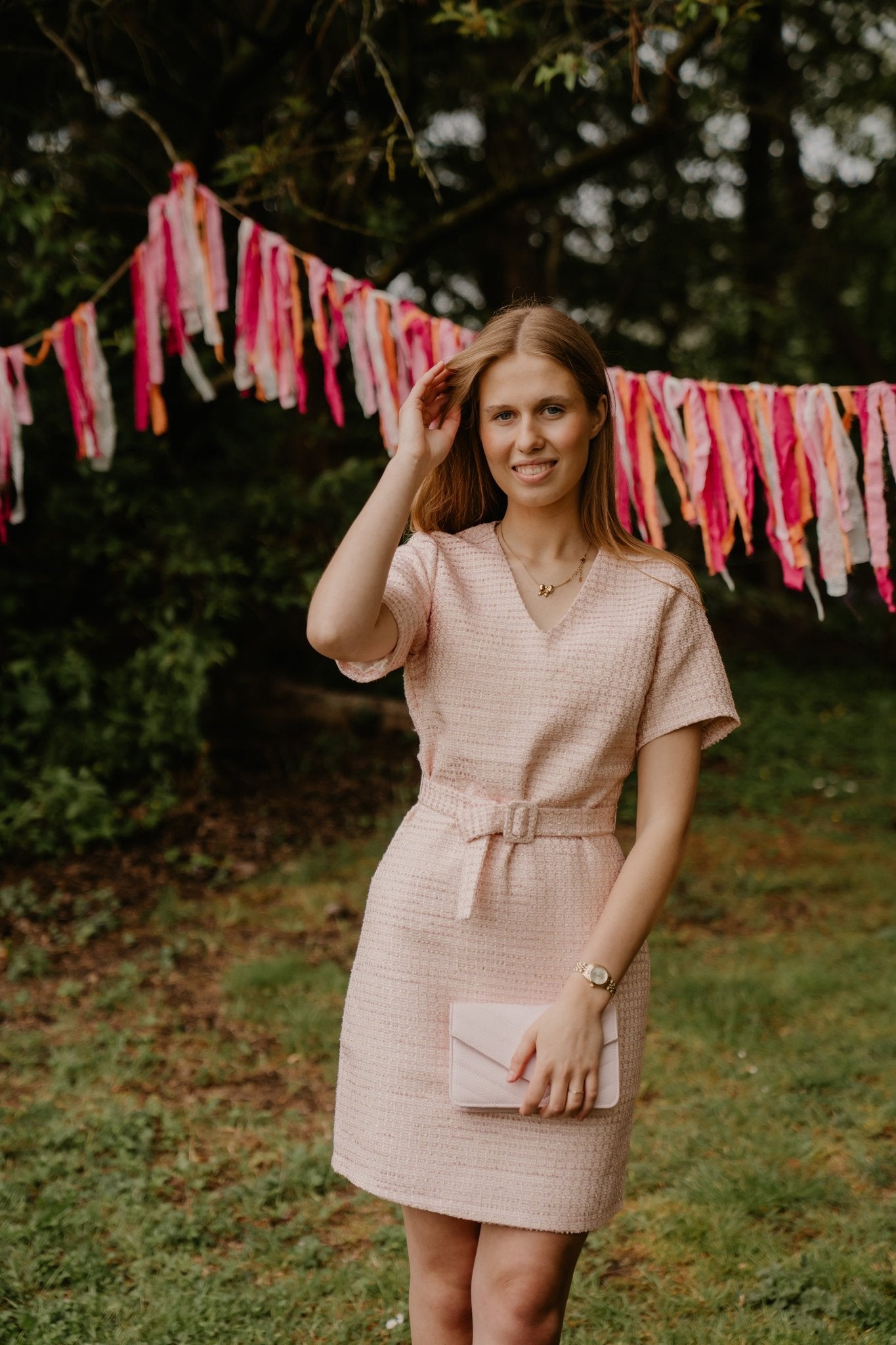 Danique SS boucle dress powder blush - Bij Keesje - Freebird - Jurk