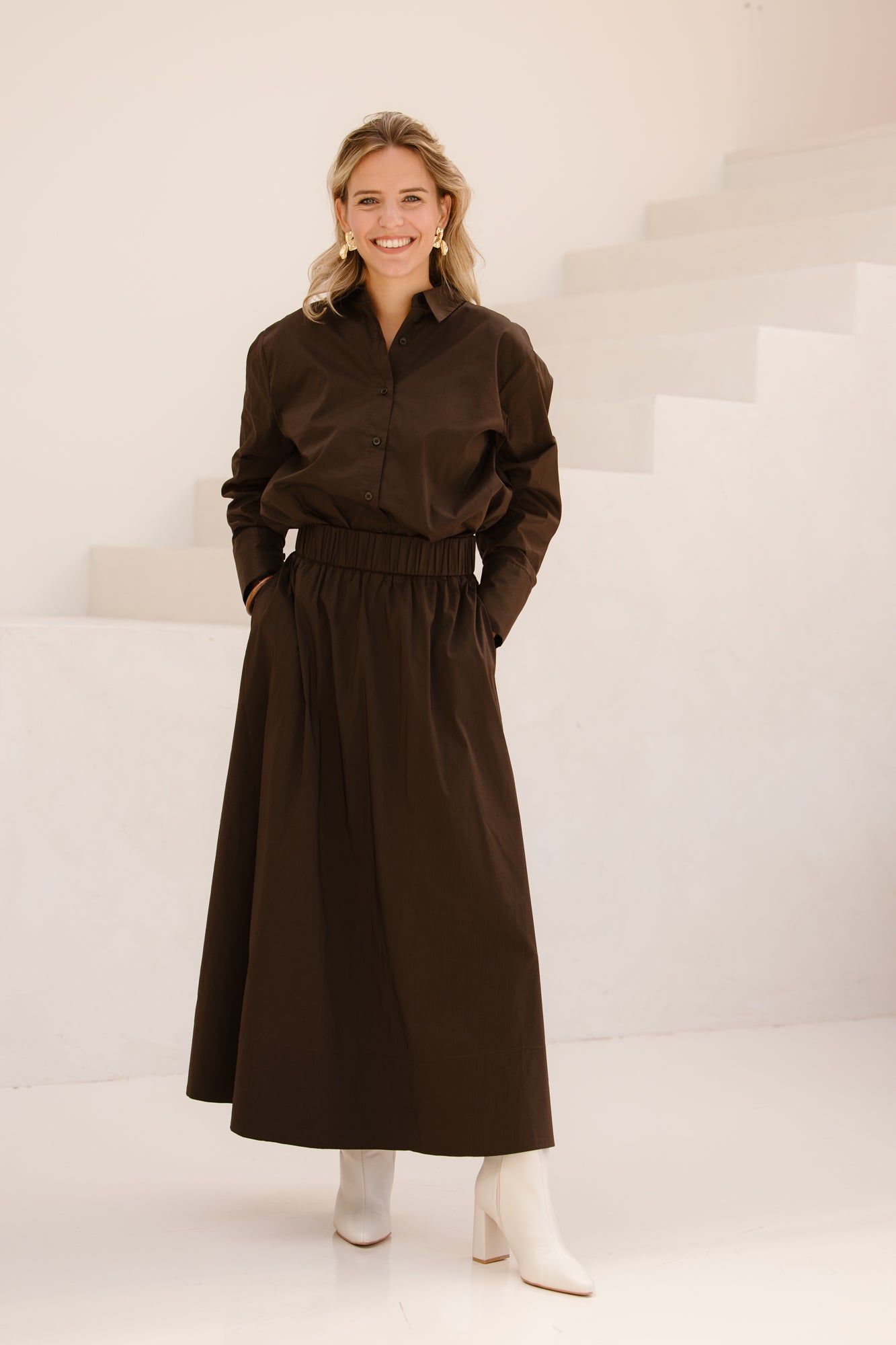 Dita poplin shirt brown - Bij Keesje - Neo Noir