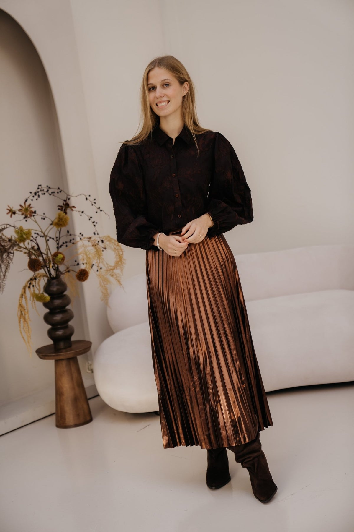 Donna blouse Dark Brown - Bij Keesje - YDENCE - Blouse