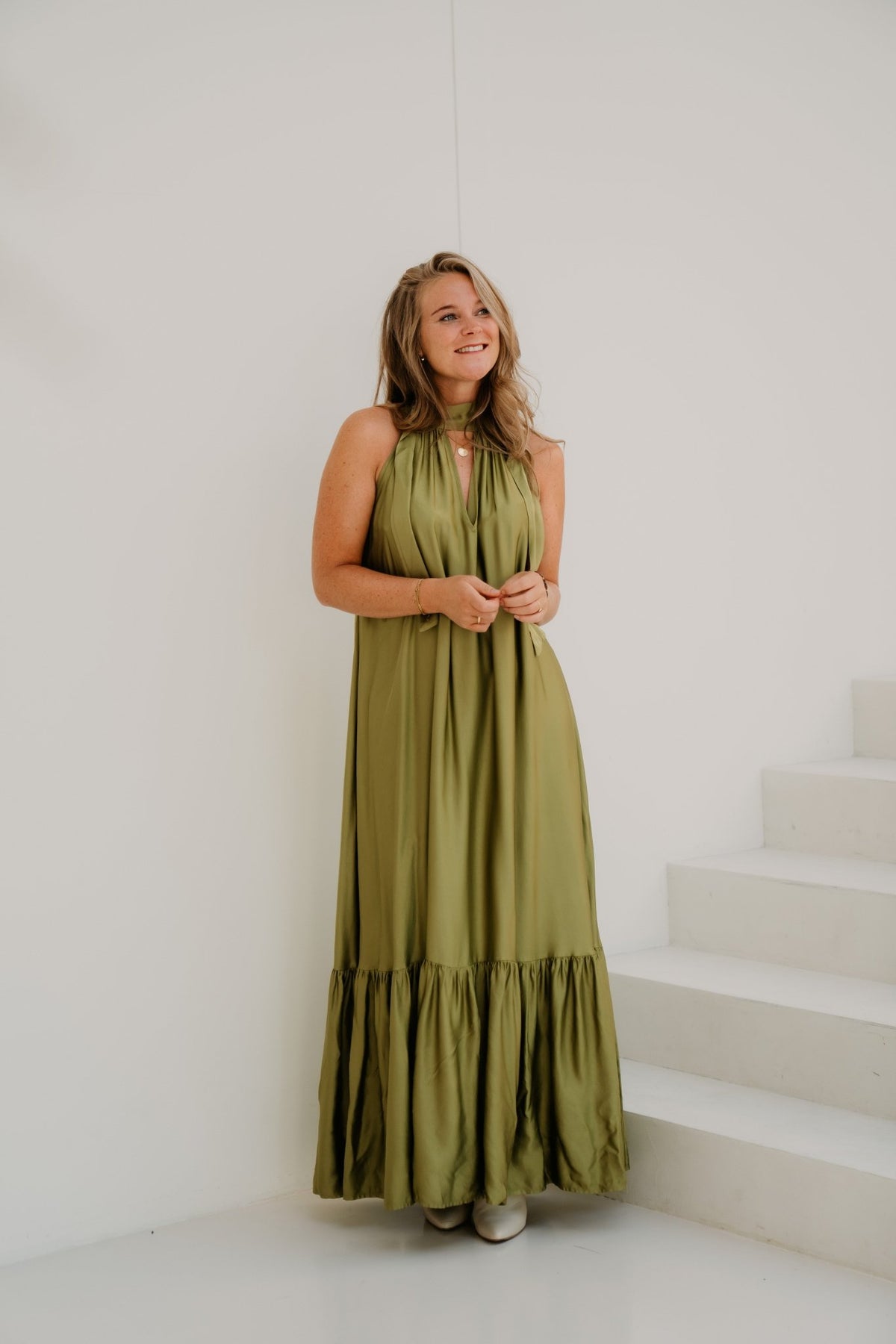 Dress Daylight Olive Silk - Bij Keesje - Freebird - Jurk