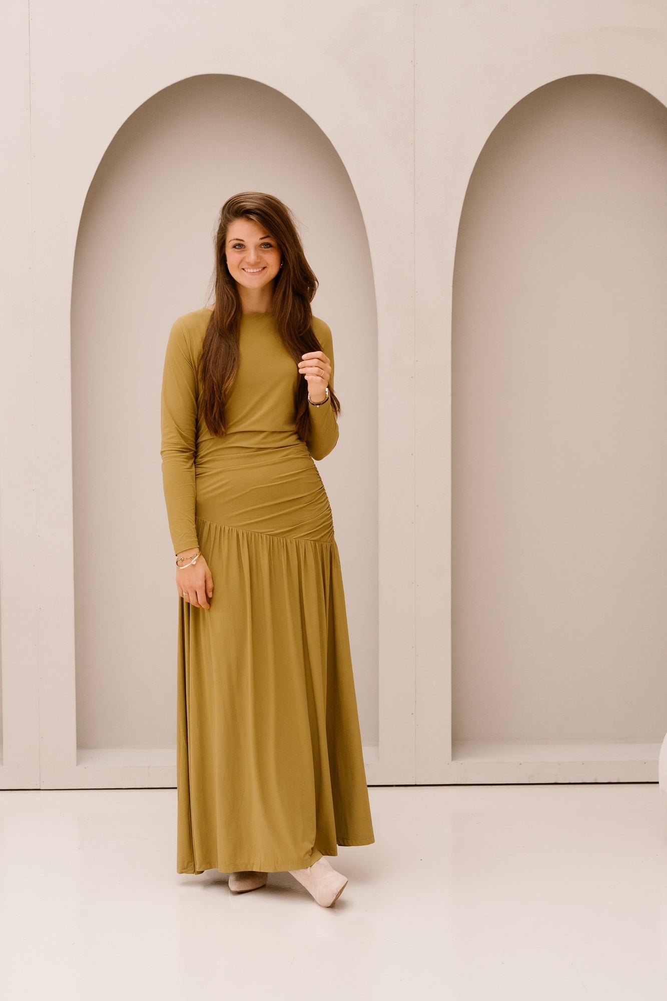 Dress Long Light Olive Oil - 202867 - Bij Keesje - mi piace - jurk