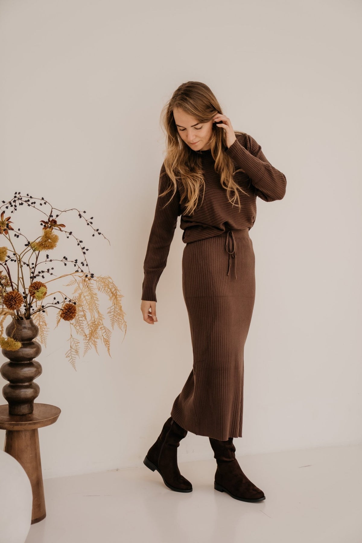 Eileen knit set coffee - Bij Keesje - Bij Keesje - Set