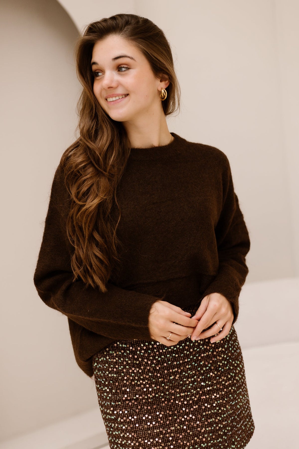 Elena sweater brown - Bij Keesje - Bij Keesje - Trui
