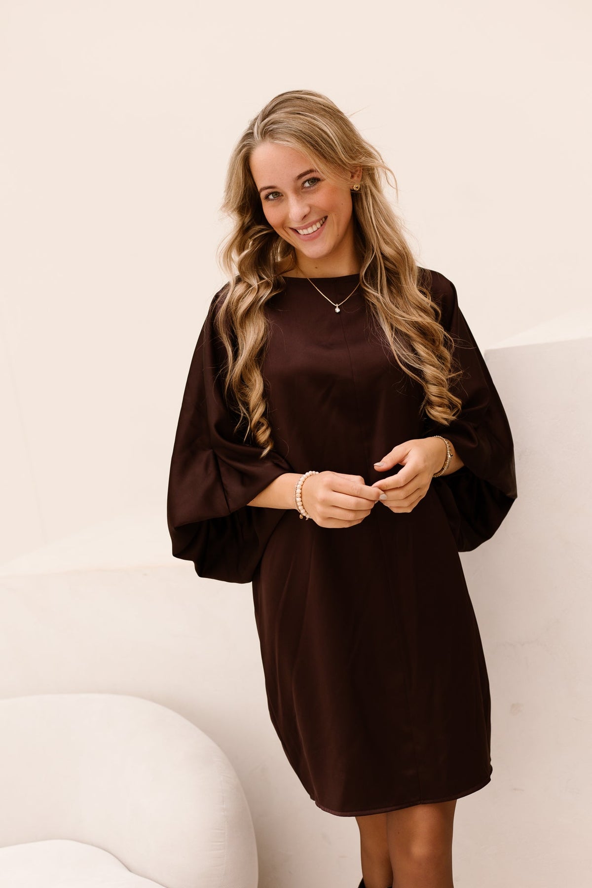 Elina dress satin bordeaux - Bij Keesje - Bij Keesje - Jurk