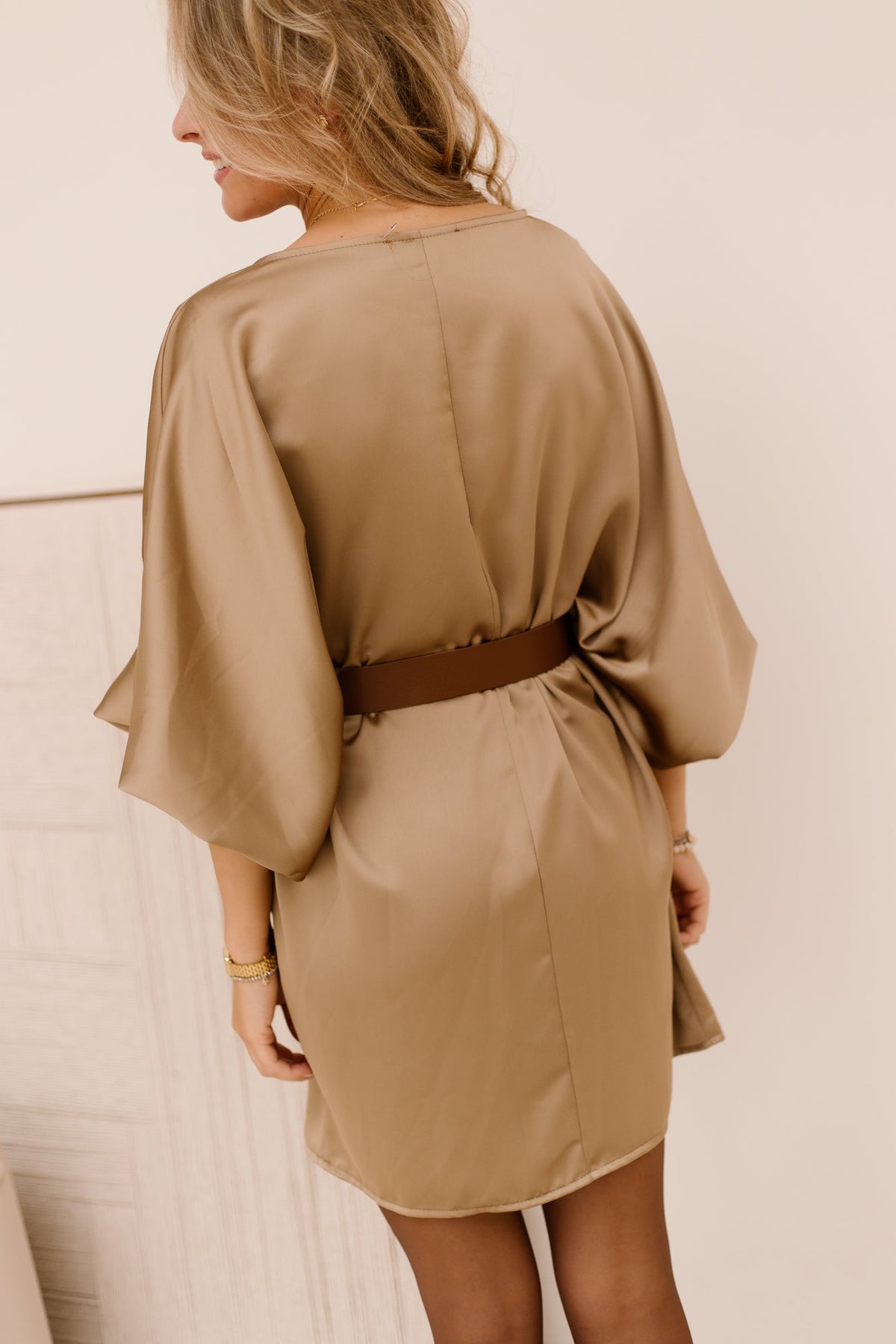 Elina dress satin gold - Bij Keesje - Bij Keesje - Jurk