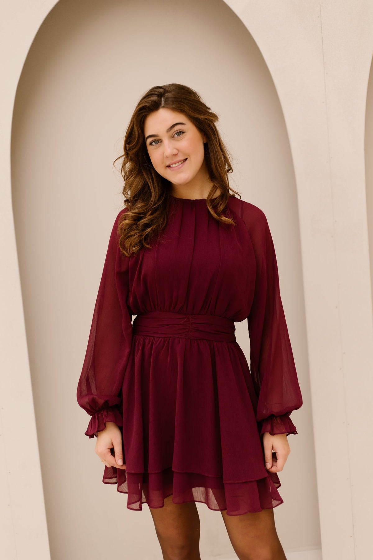 Elize dress bordeaux - Bij Keesje - Atelier Reve - Jurk