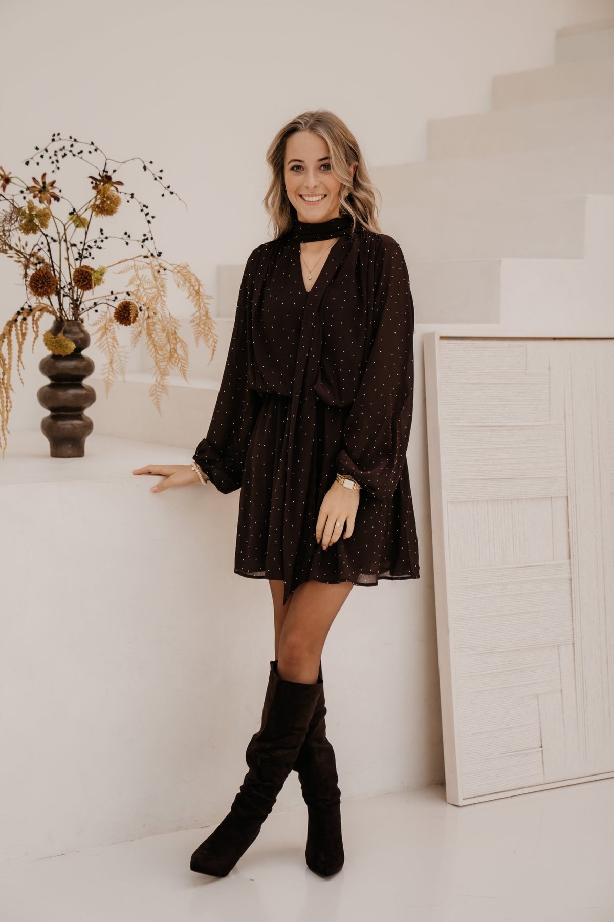 Elle glitter dress brown - Bij Keesje - Bij Keesje - Jurk
