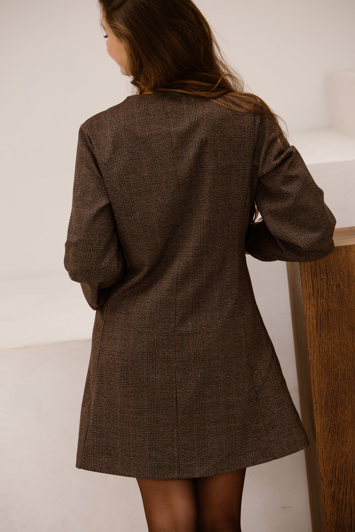 Erika blazer check dress darkbrown - Bij Keesje - Bij Keesje - Jurk