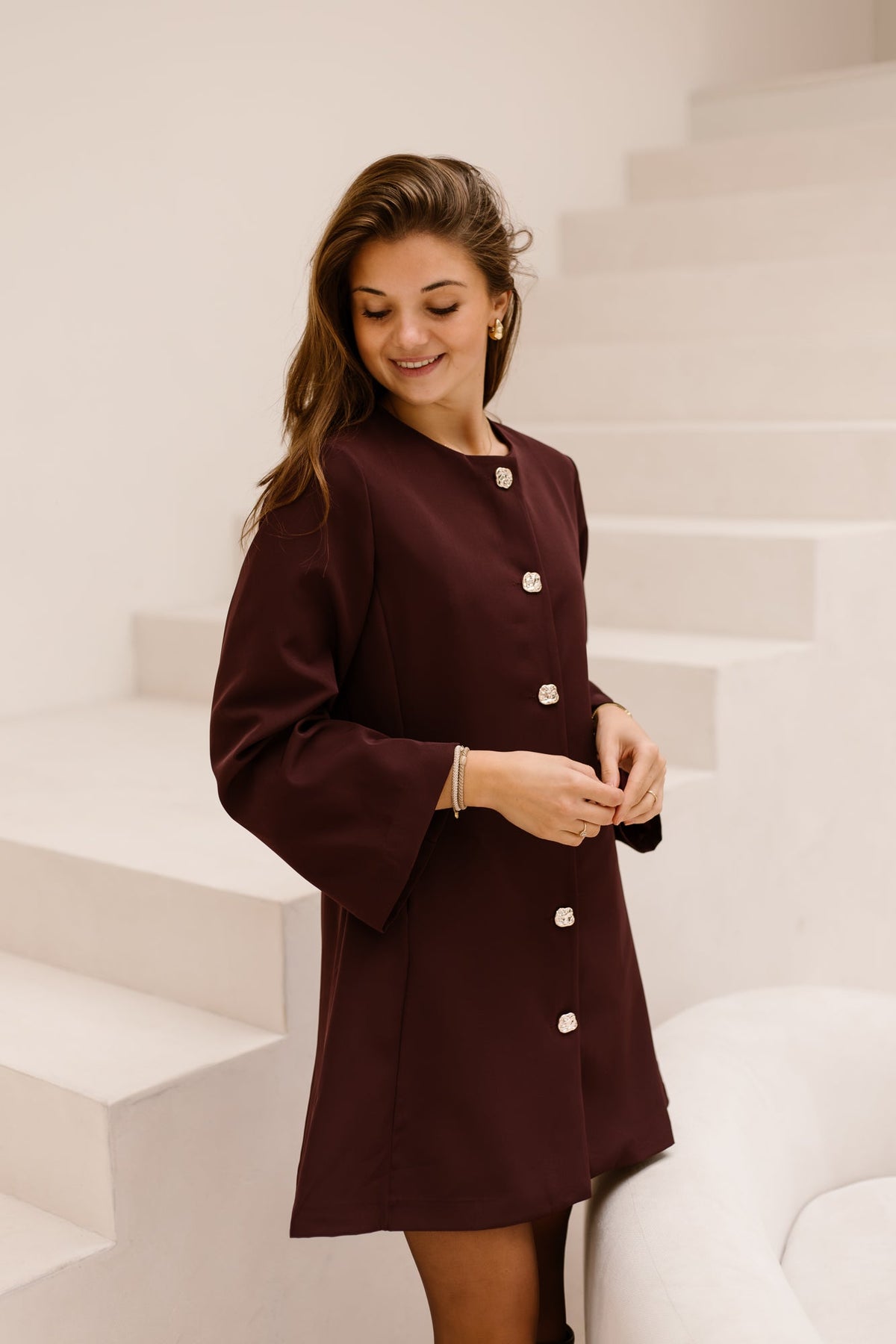 Erika blazer dress burgundy - Bij Keesje - Bij Keesje - Jurk