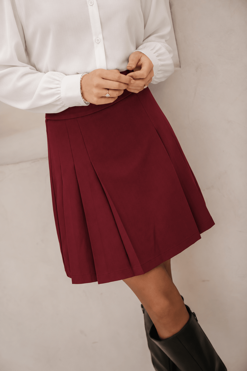 Esmie pleated skirt wine - Bij Keesje - Bij Keesje - Rok