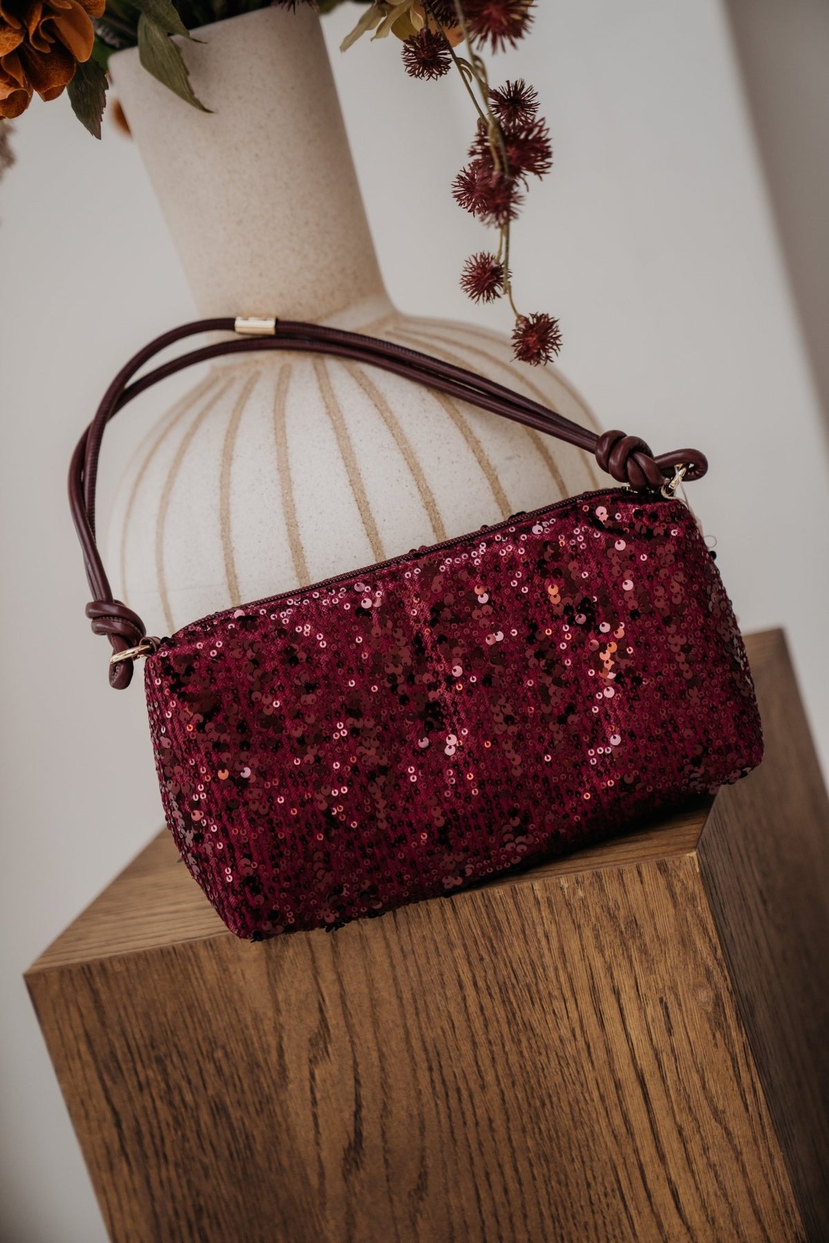 Esqualo bag sequins bordeaux - Bij Keesje - Esqualo - Tas