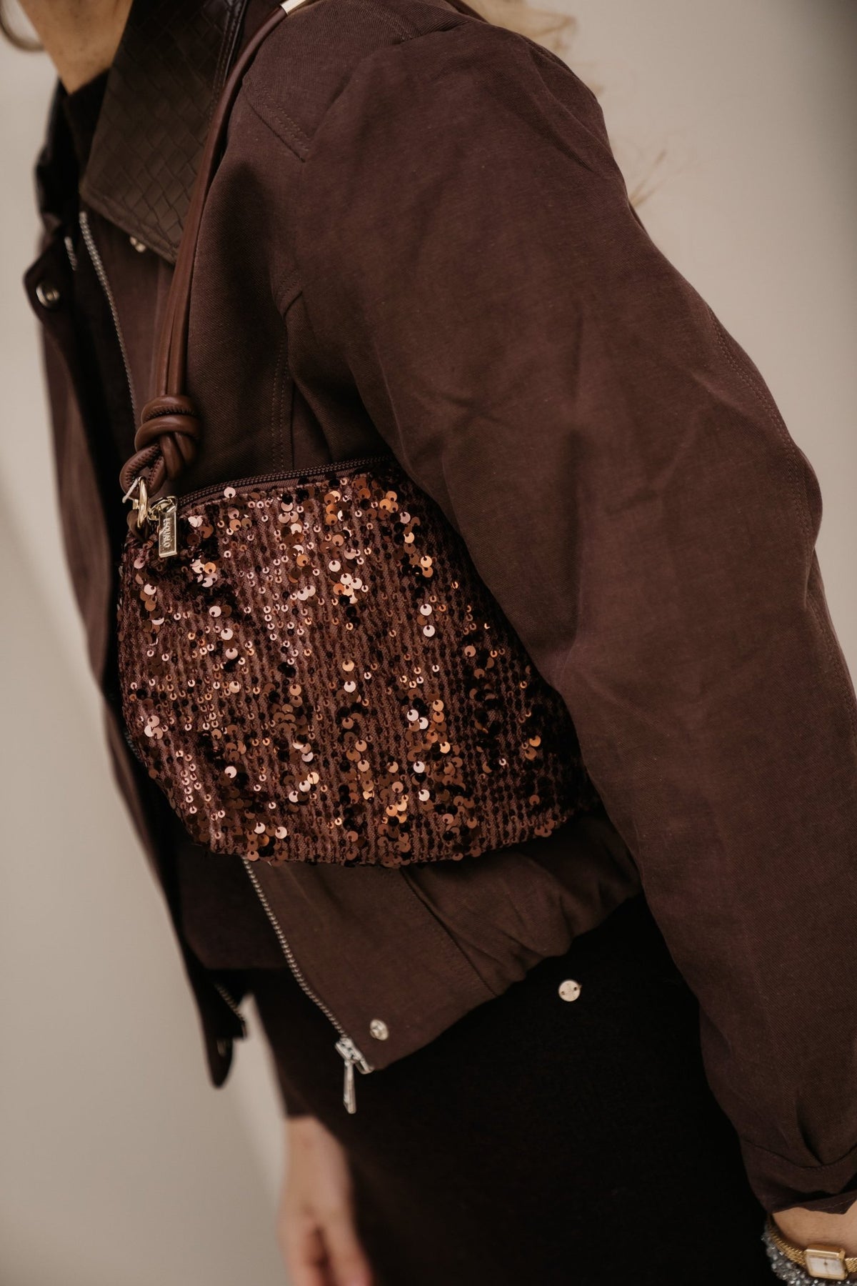 Esqualo bag sequins bruin - Bij Keesje - Esqualo - Tas