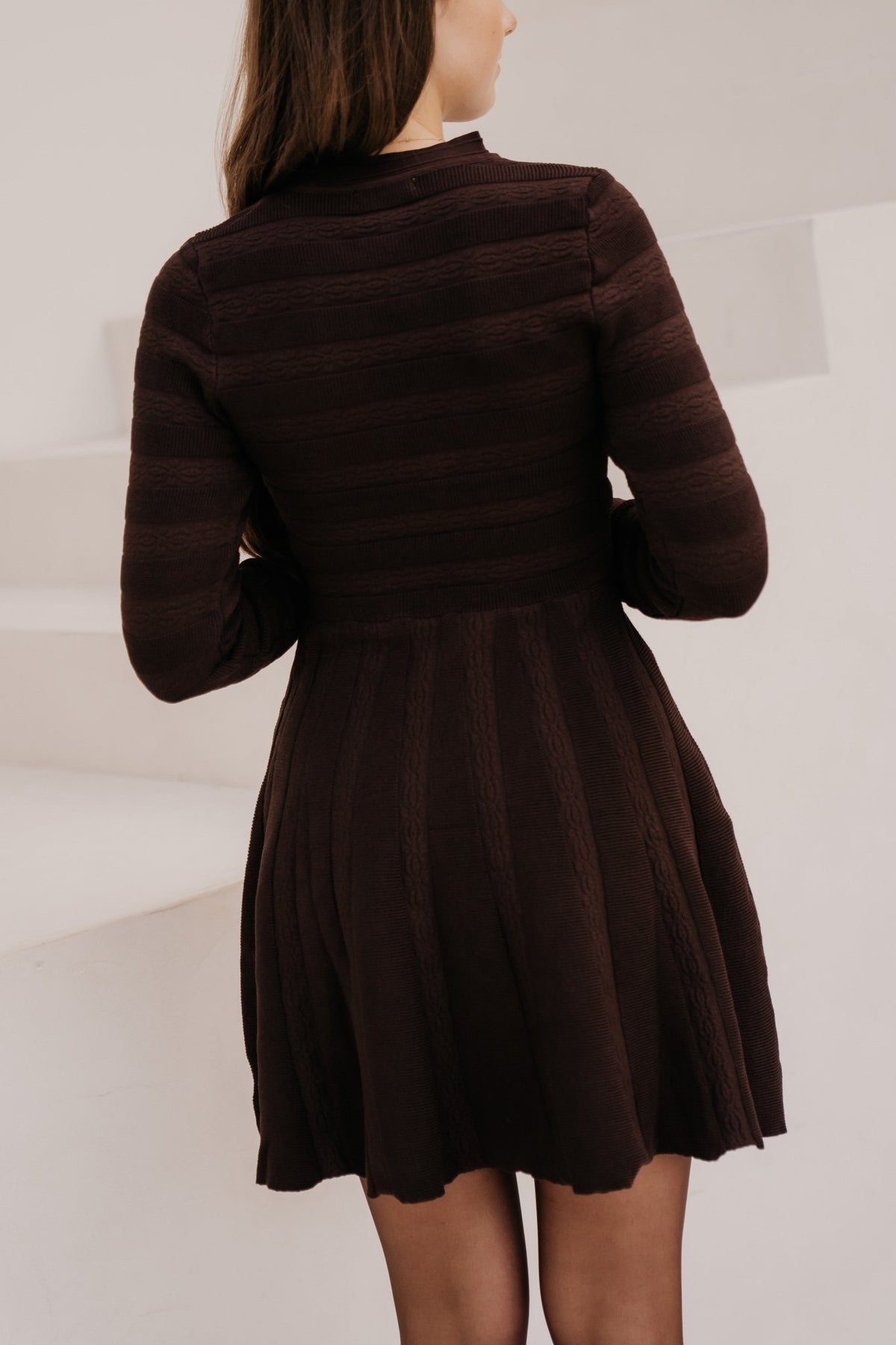 Evana button knit dress coffee - Bij Keesje - Bij Keesje - Jurk