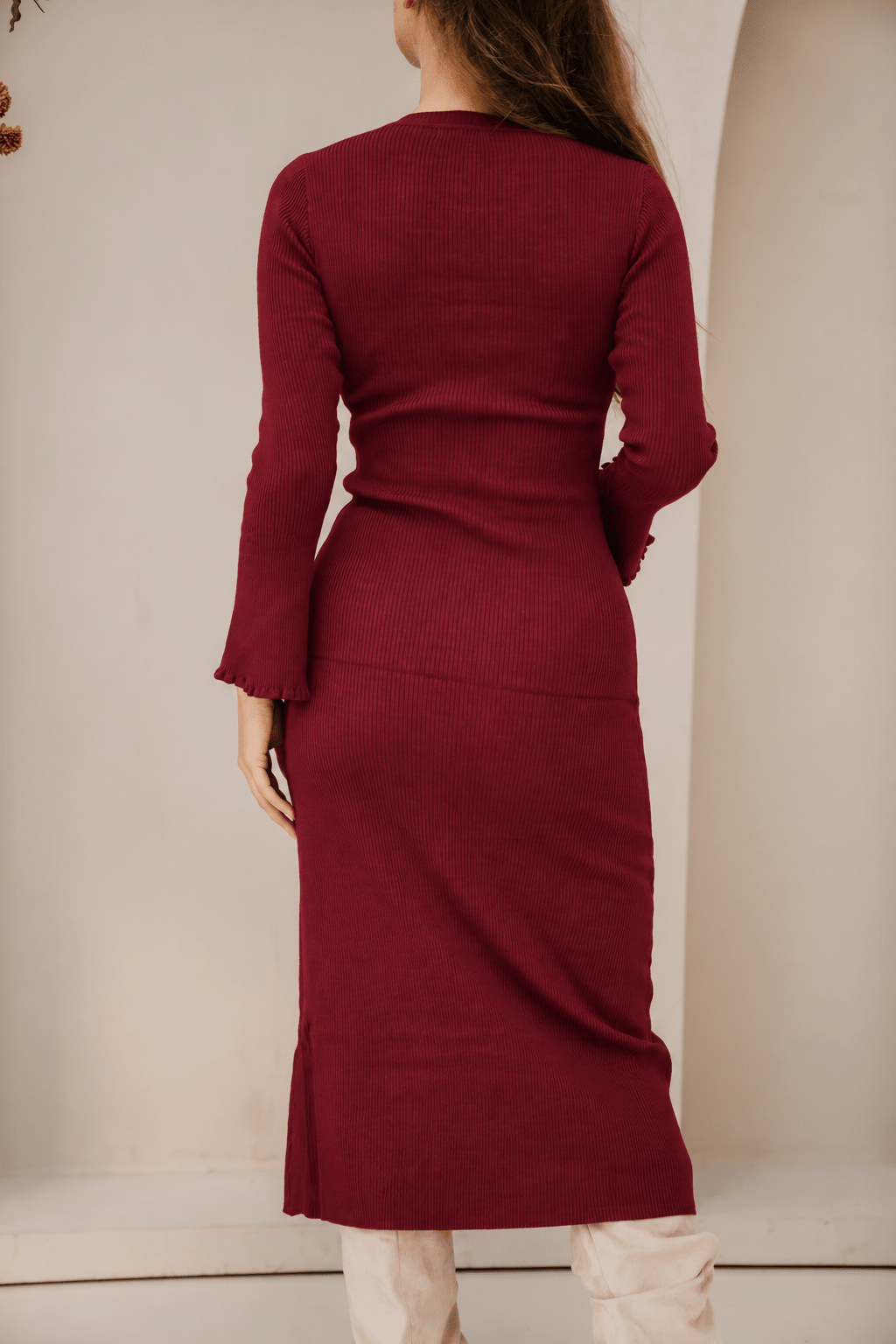 Evelyn knit maxi dress wine red - Bij Keesje - Bij Keesje - Jurk