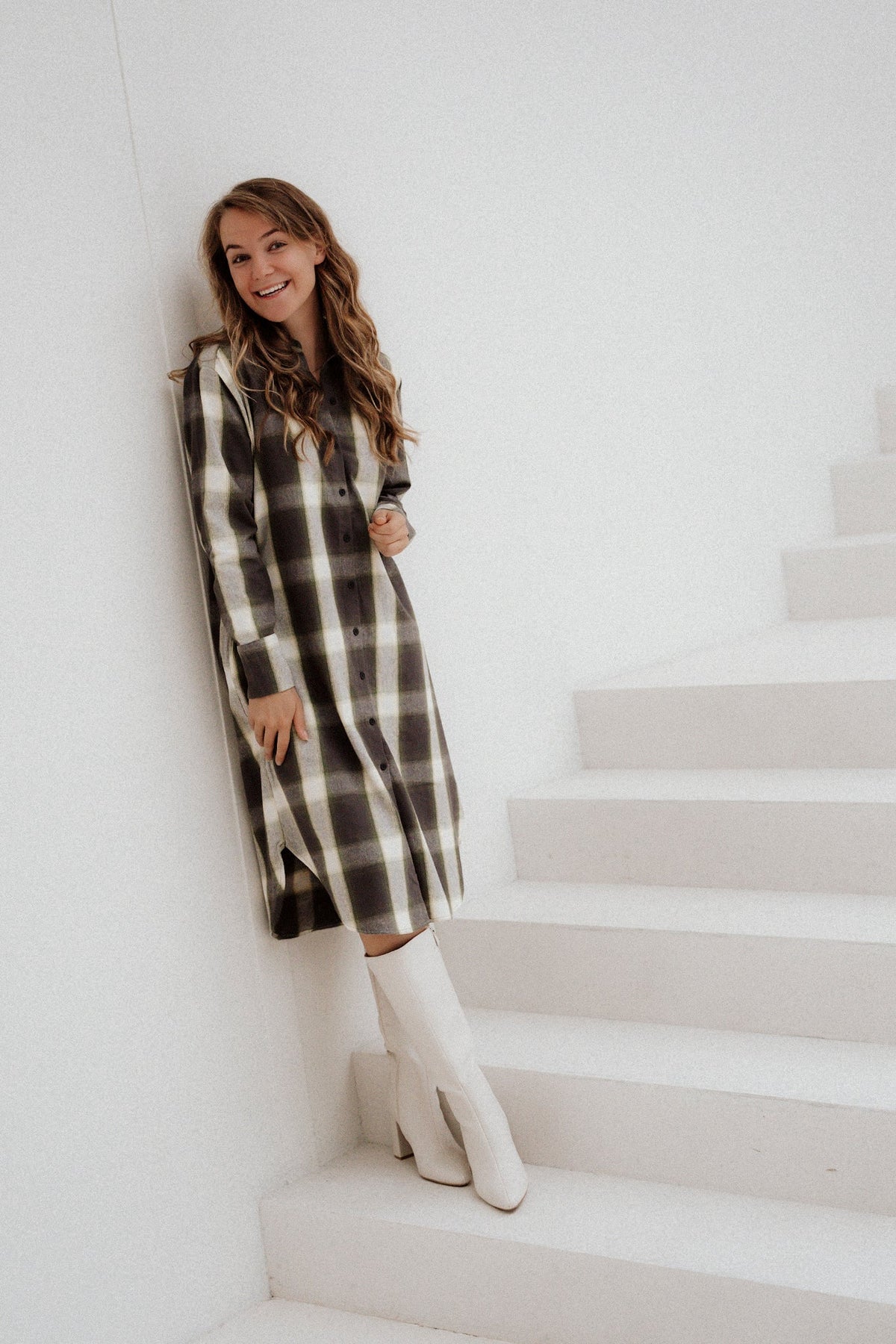 FQerino-Dress Dark Grey/Green - Bij Keesje - Free/Quent - Jurk