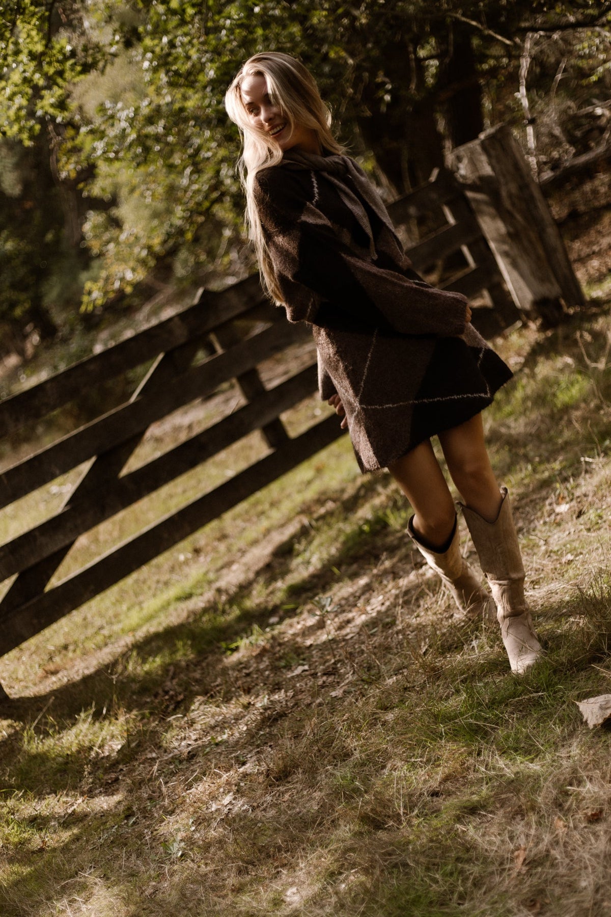 Gisa check fluff knit skirt d.brown - Bij Keesje - Neo Noir - Rok