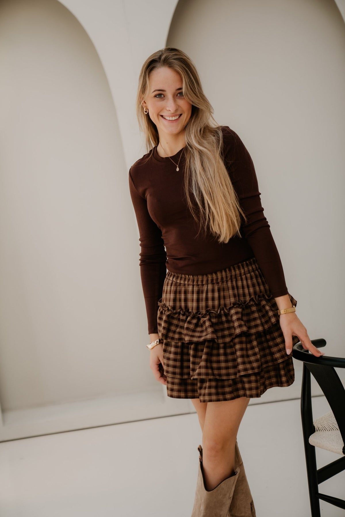 Gisele print skirt choco - Bij Keesje - Bij Keesje - Rok