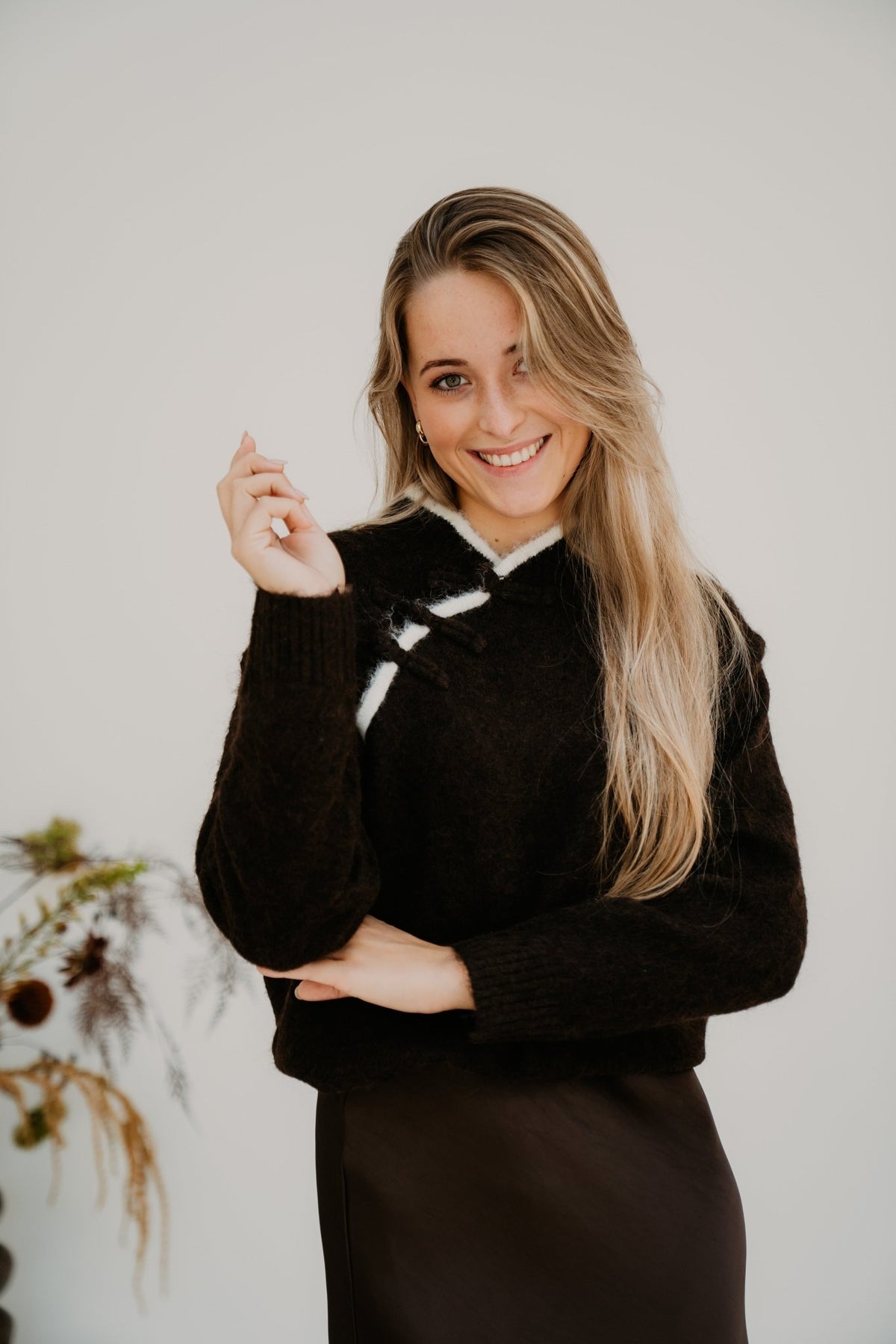 Gitte sweater choco - Bij Keesje - Bij Keesje - Trui