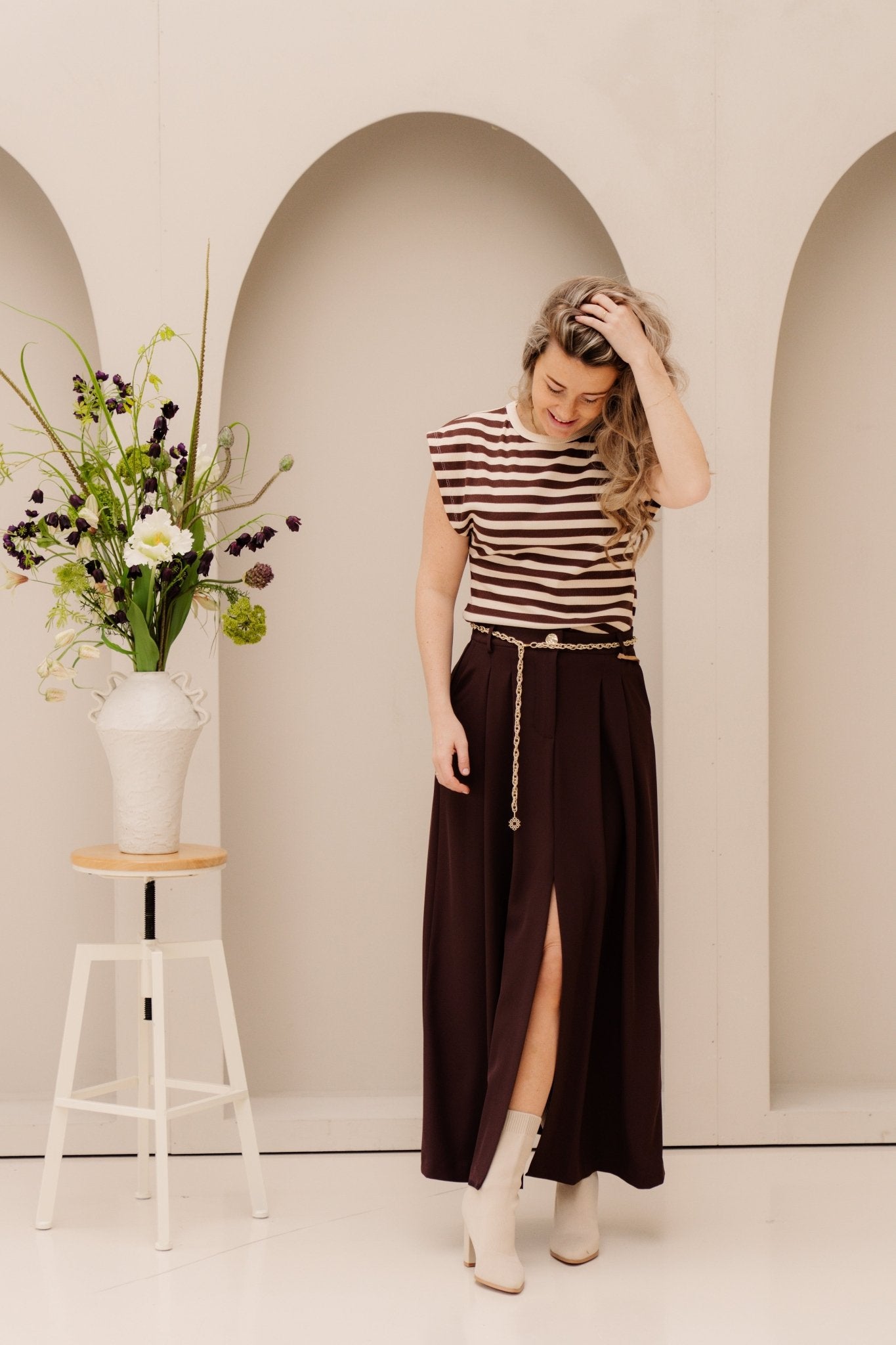 Gonna Skirt Riem Chocolate B401 - Bij Keesje - Rinascimento - rok
