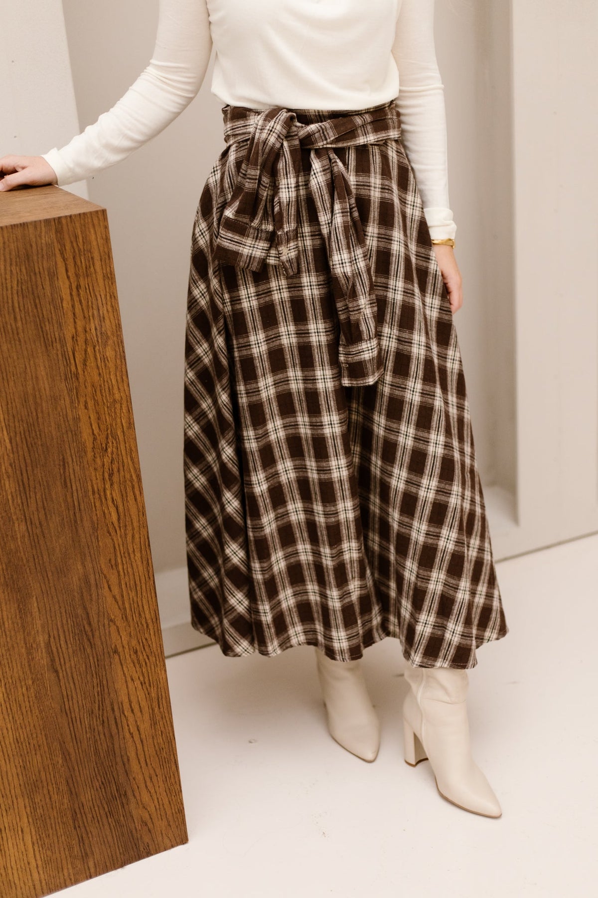Hasse bow skirt check brown - Bij Keesje - Bij Keesje - Rok