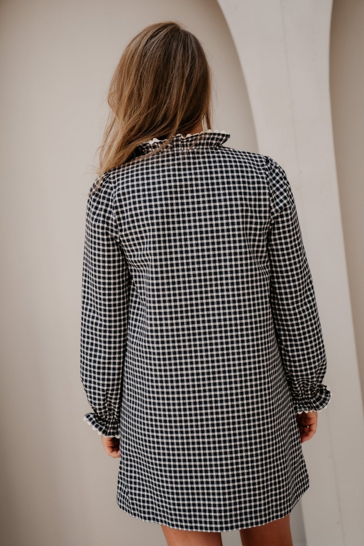 Heleen Ruit Dress Blauw/Wit - Bij Keesje - Bij Keesje - Jurk
