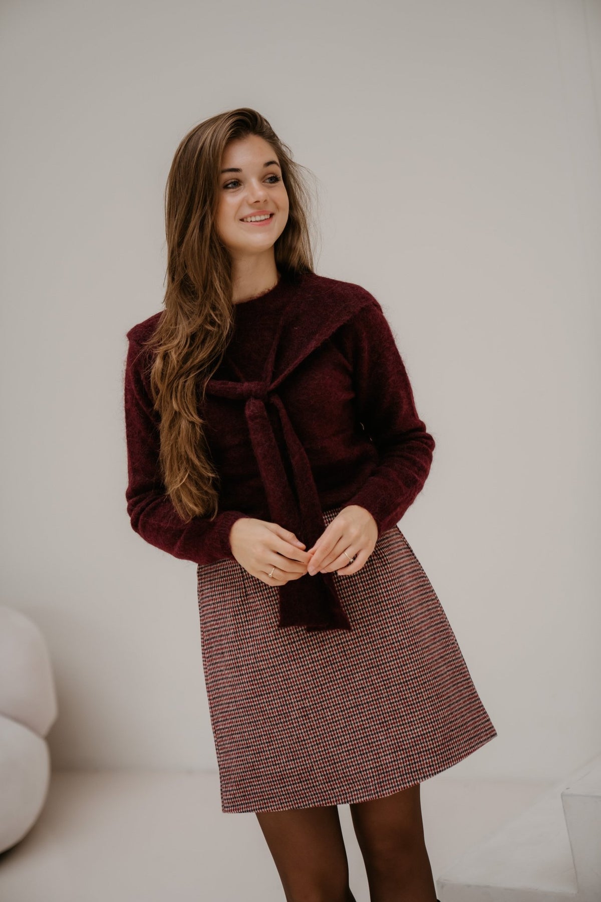 Ila ruit rok bordeaux/blue - Bij Keesje - Bij Keesje - Rok