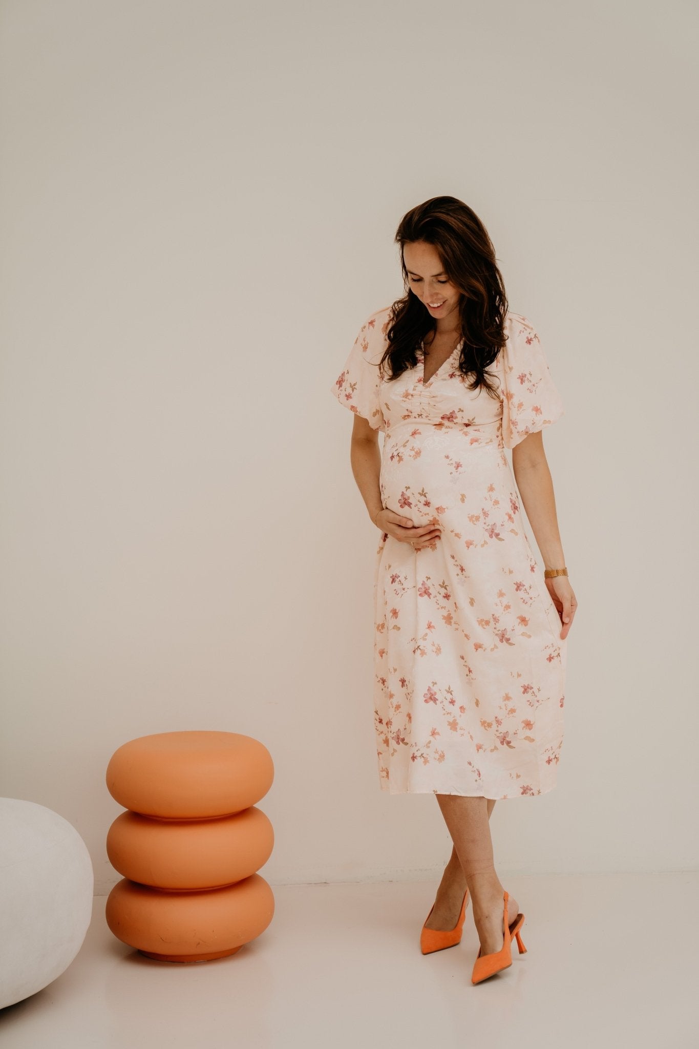 Ilana Sateen Print Dress Creme - Bij Keesje - Neo Noir - Jurk