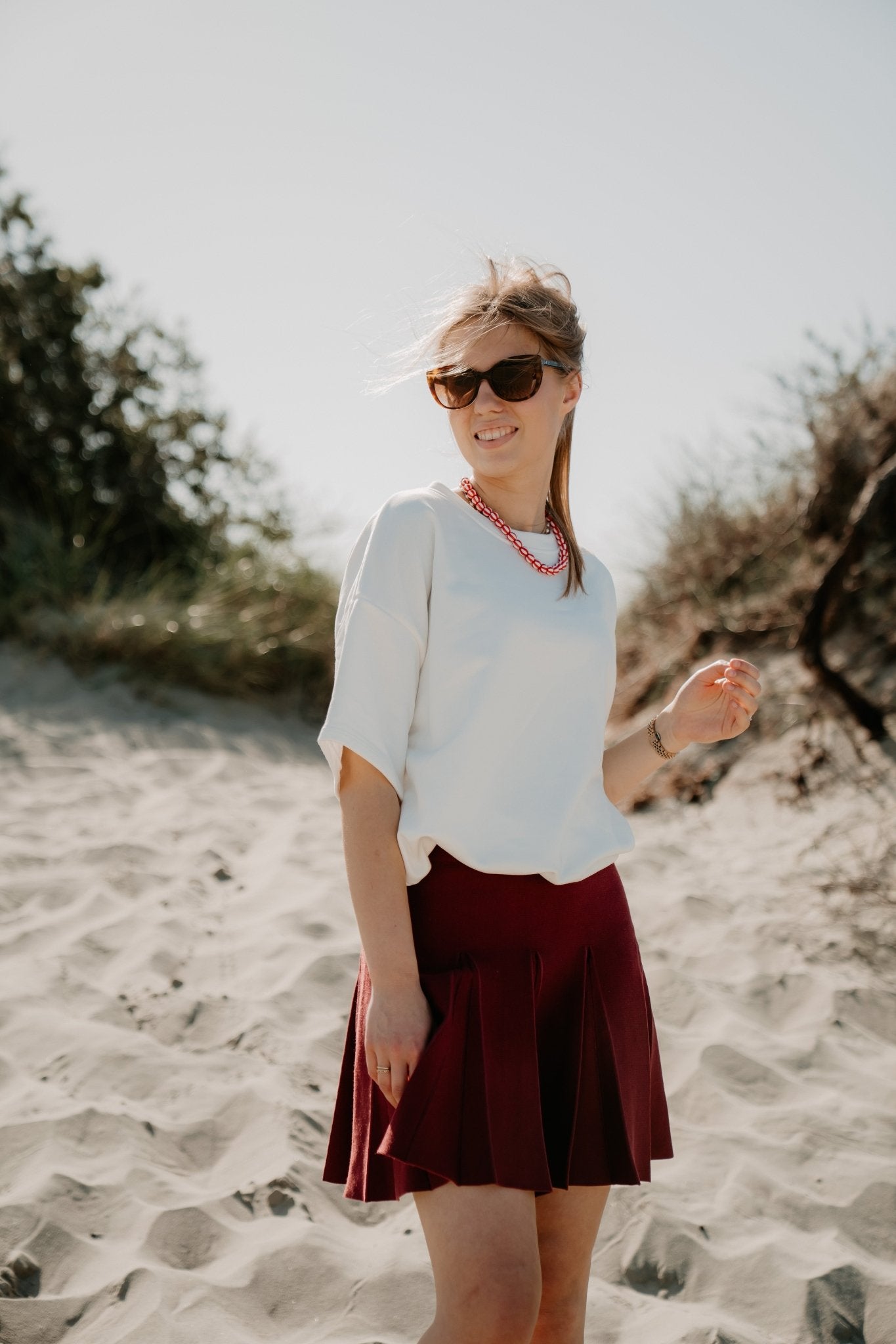 Ina Plooirokje bordeaux - Bij Keesje - Bij Keesje - Rokken