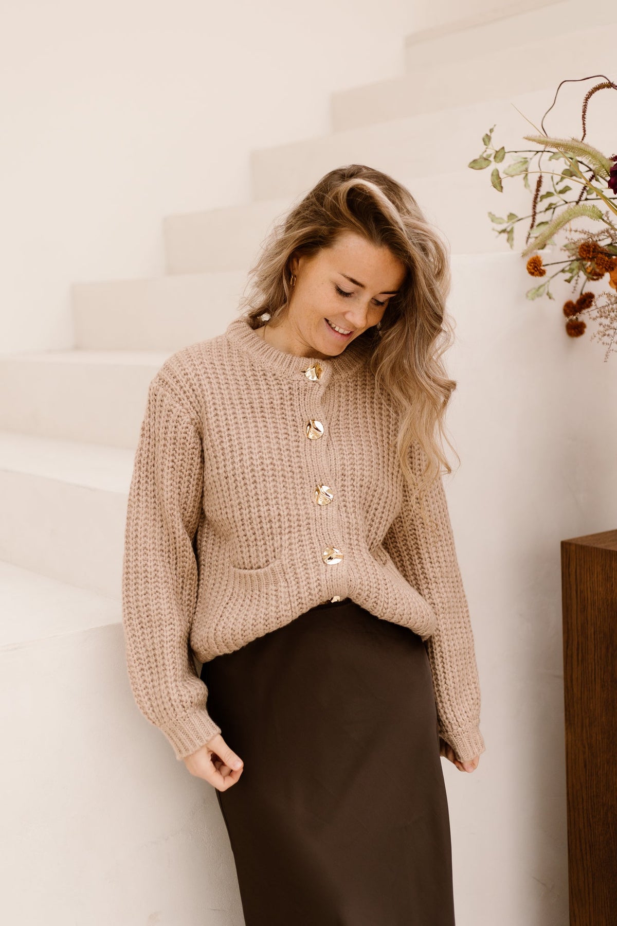 Irene cardigan taupe - Bij Keesje - YDENCE - Vest