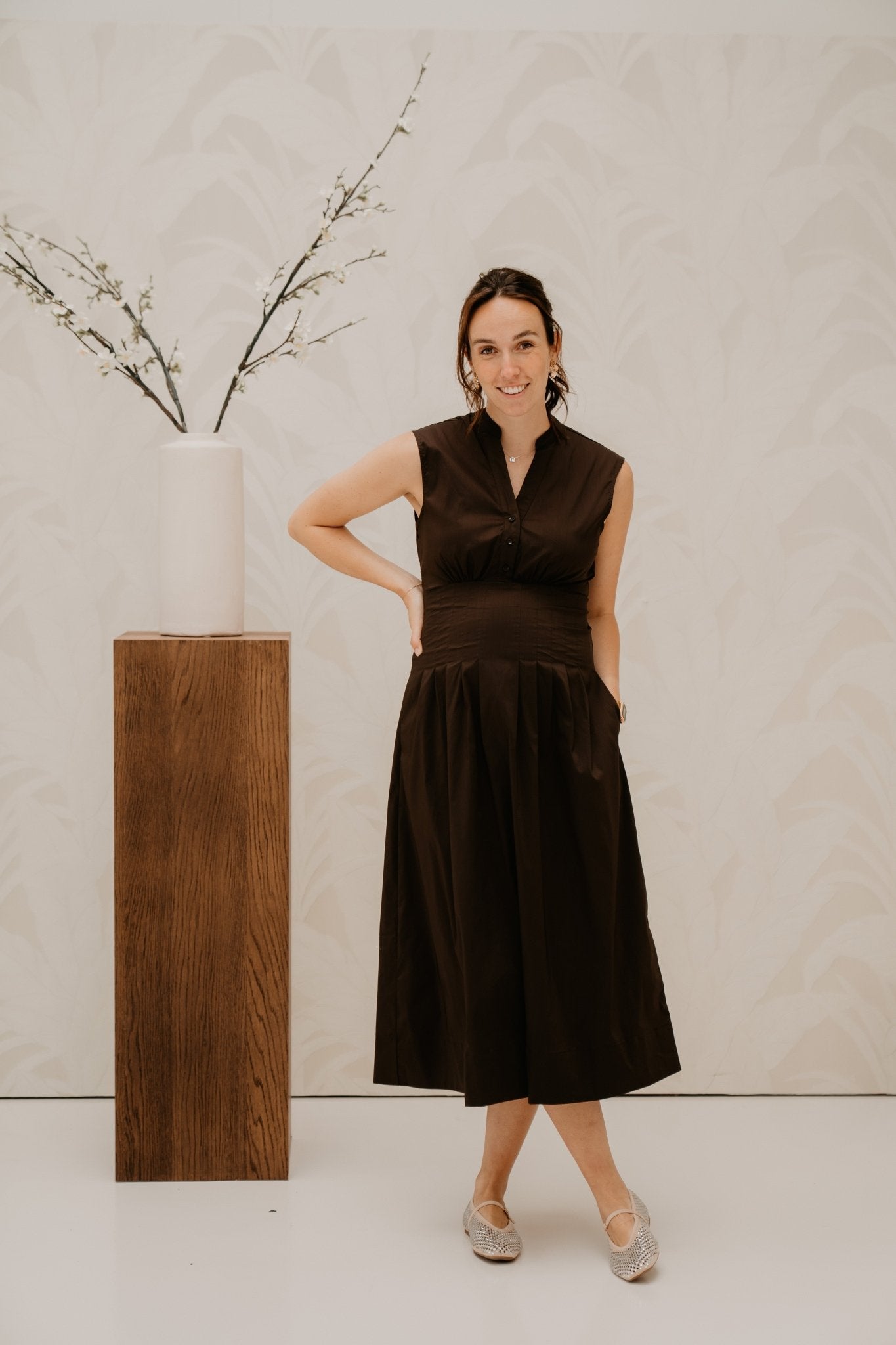 Irene Poplin Dress Production Chocolate Brown - Bij Keesje - Neo Noir - Jurk