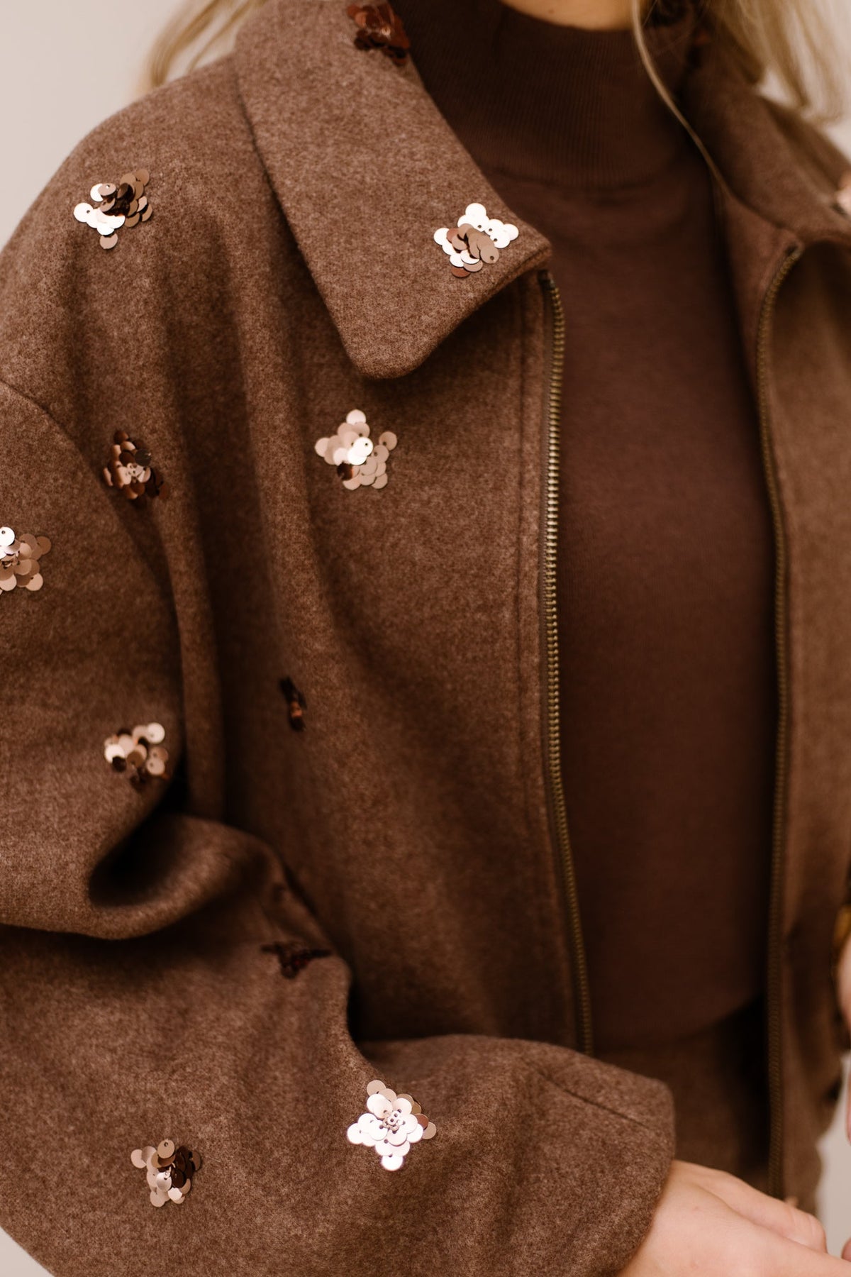 Jacket flowers coffee 08700 - Bij Keesje - Esqualo - Jas