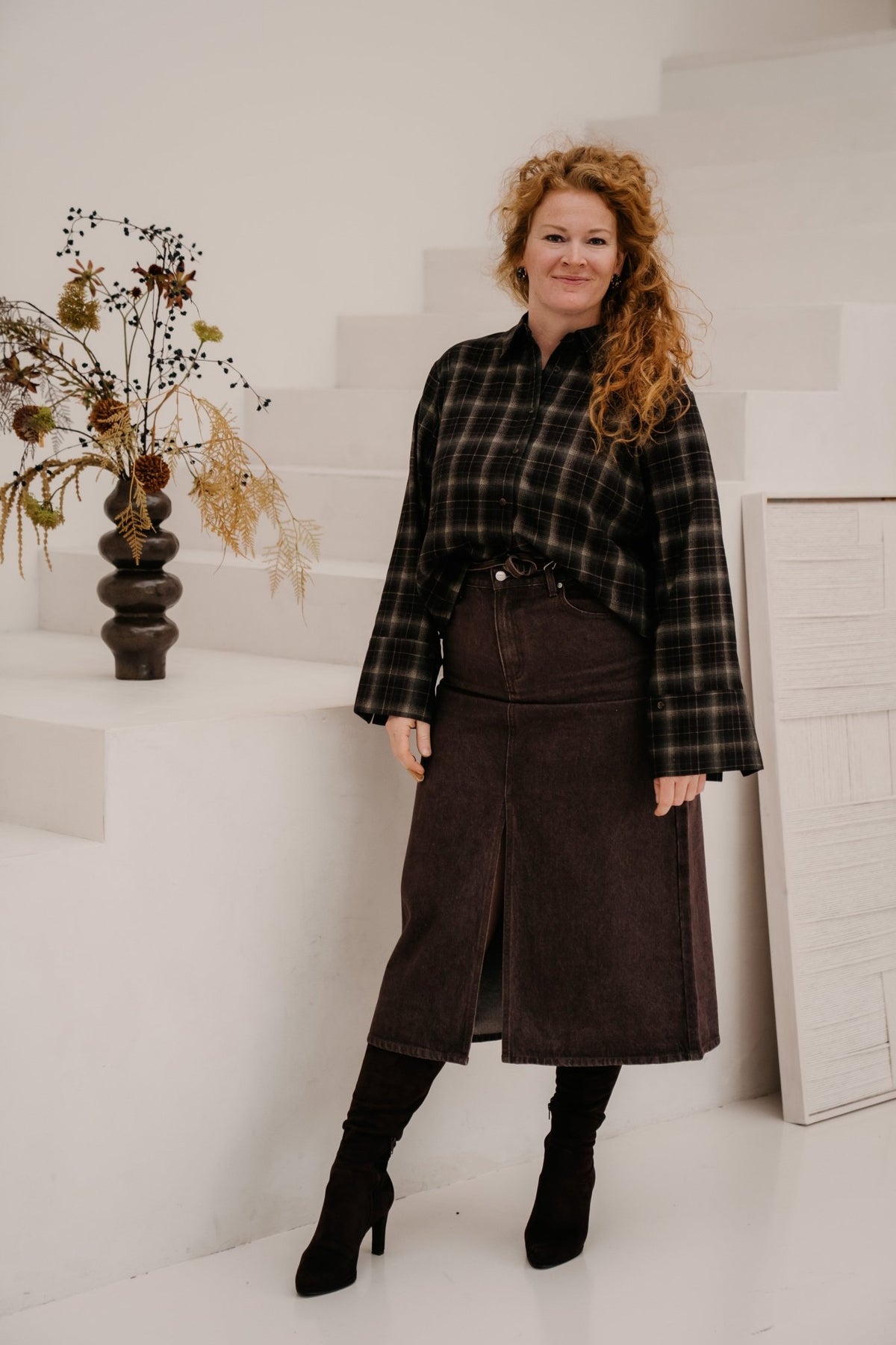 Jaylin Flanel check shirt Dark brown - Bij Keesje - Neo Noir - Blouse
