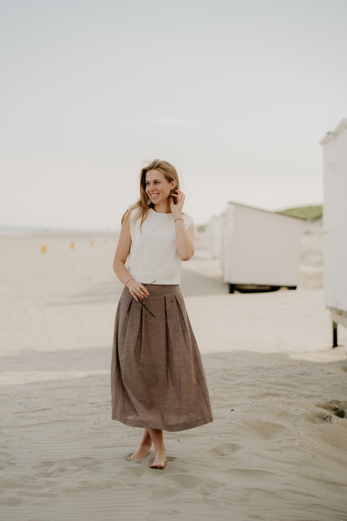 JihoCC Anya Pleat Skirt Brown - Bij Keesje - Co'couture - Rokken