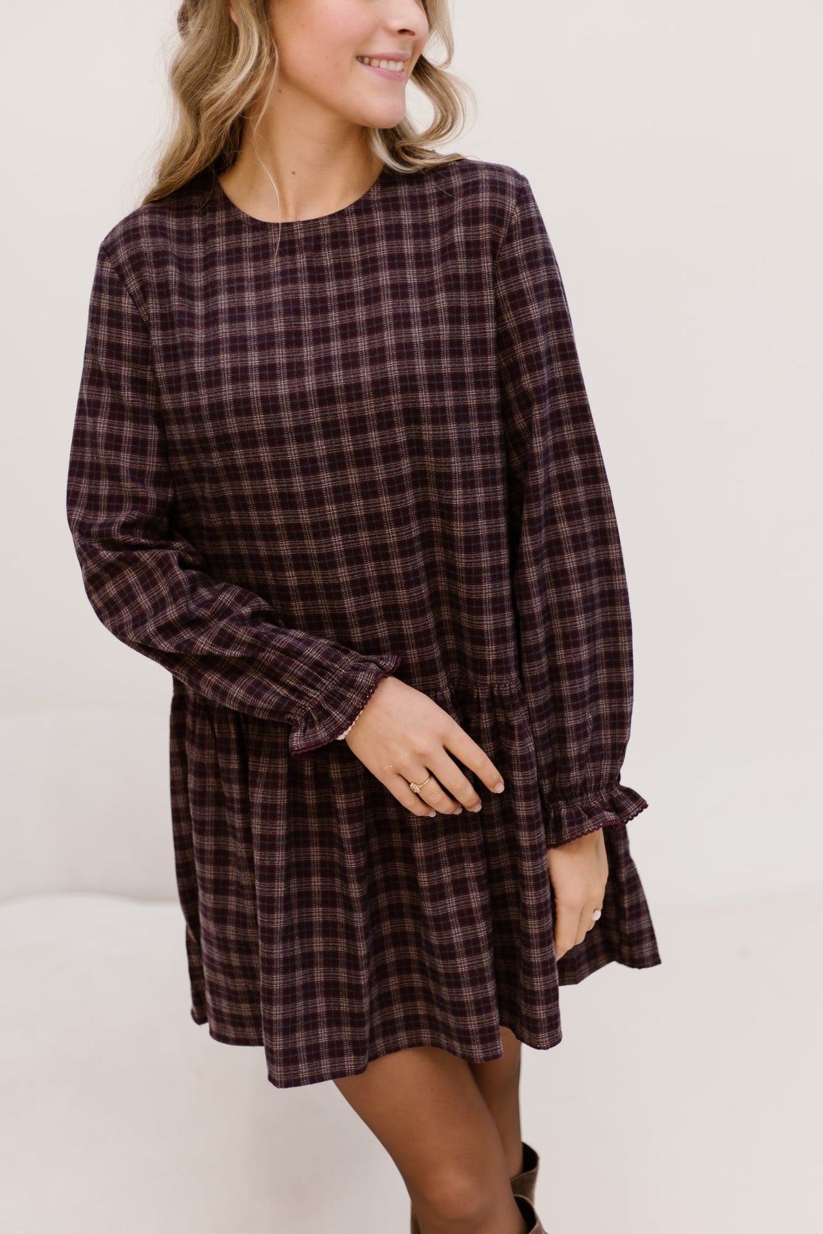 Jirte dress bordeaux / beige - Bij Keesje - Bij Keesje - Jurk