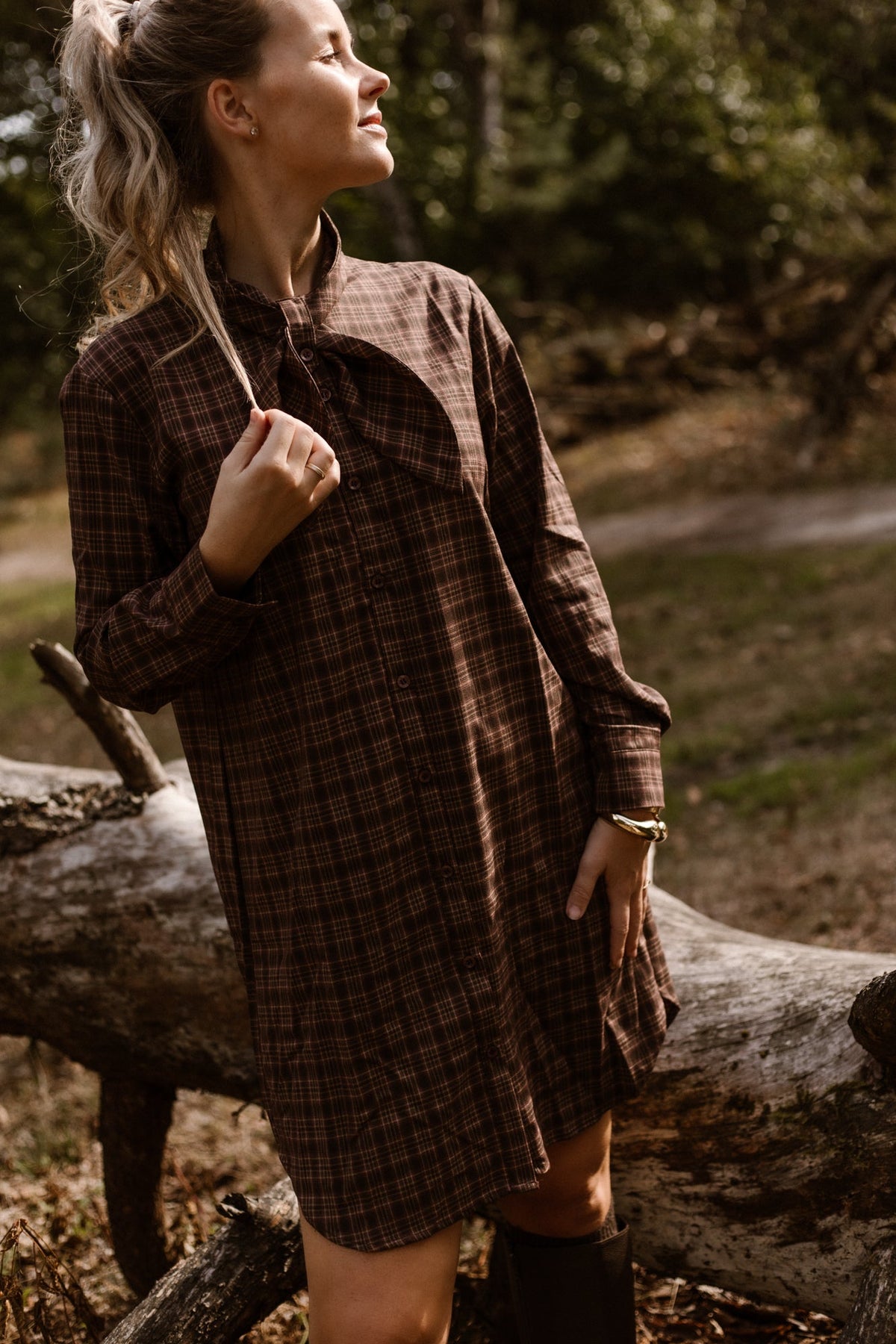 Jola check dress brown/beige - Bij Keesje - Bij Keesje - Jurk