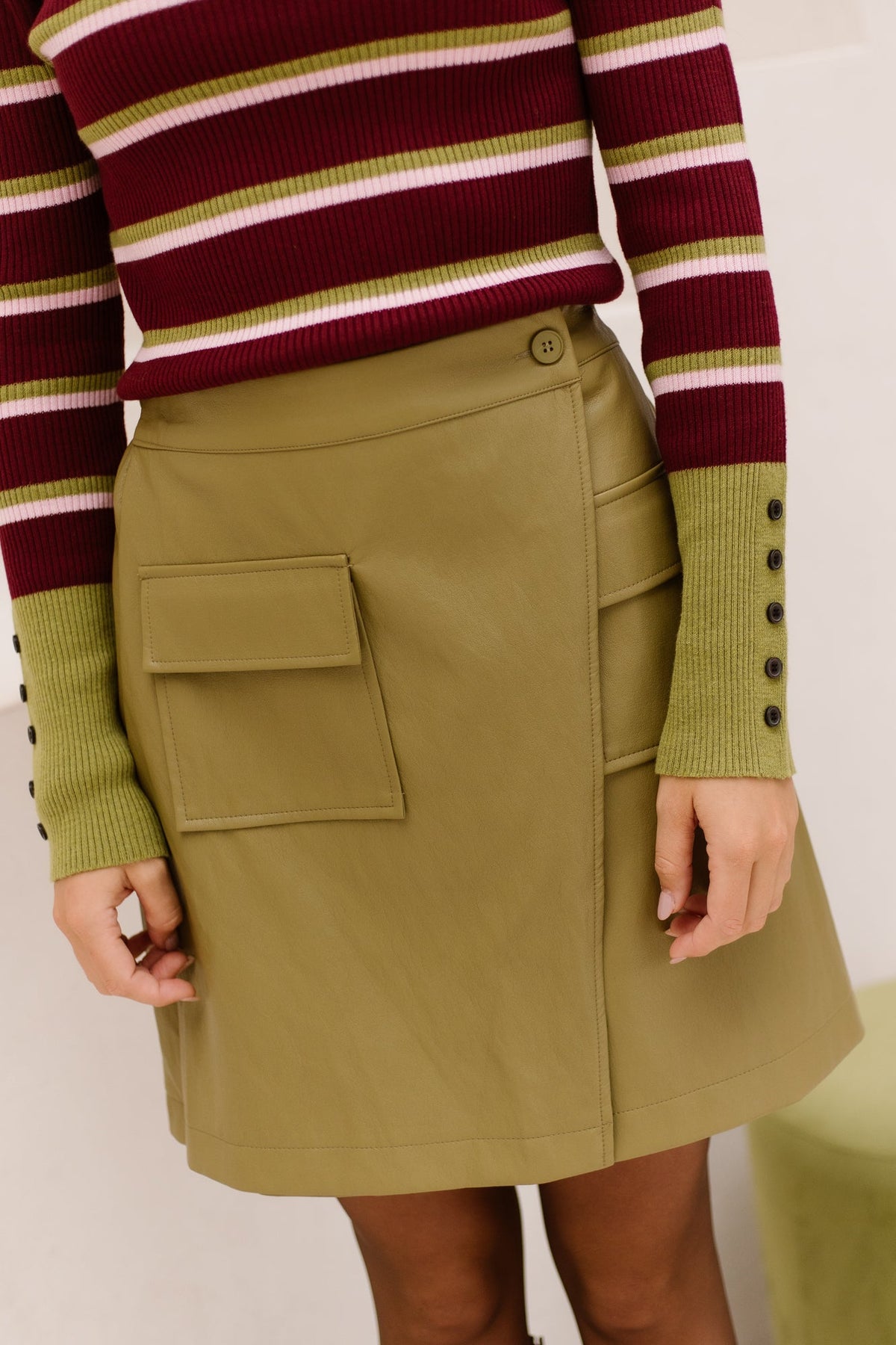 Joleine leatherlook skirt green - Bij Keesje - Bij Keesje - Rok