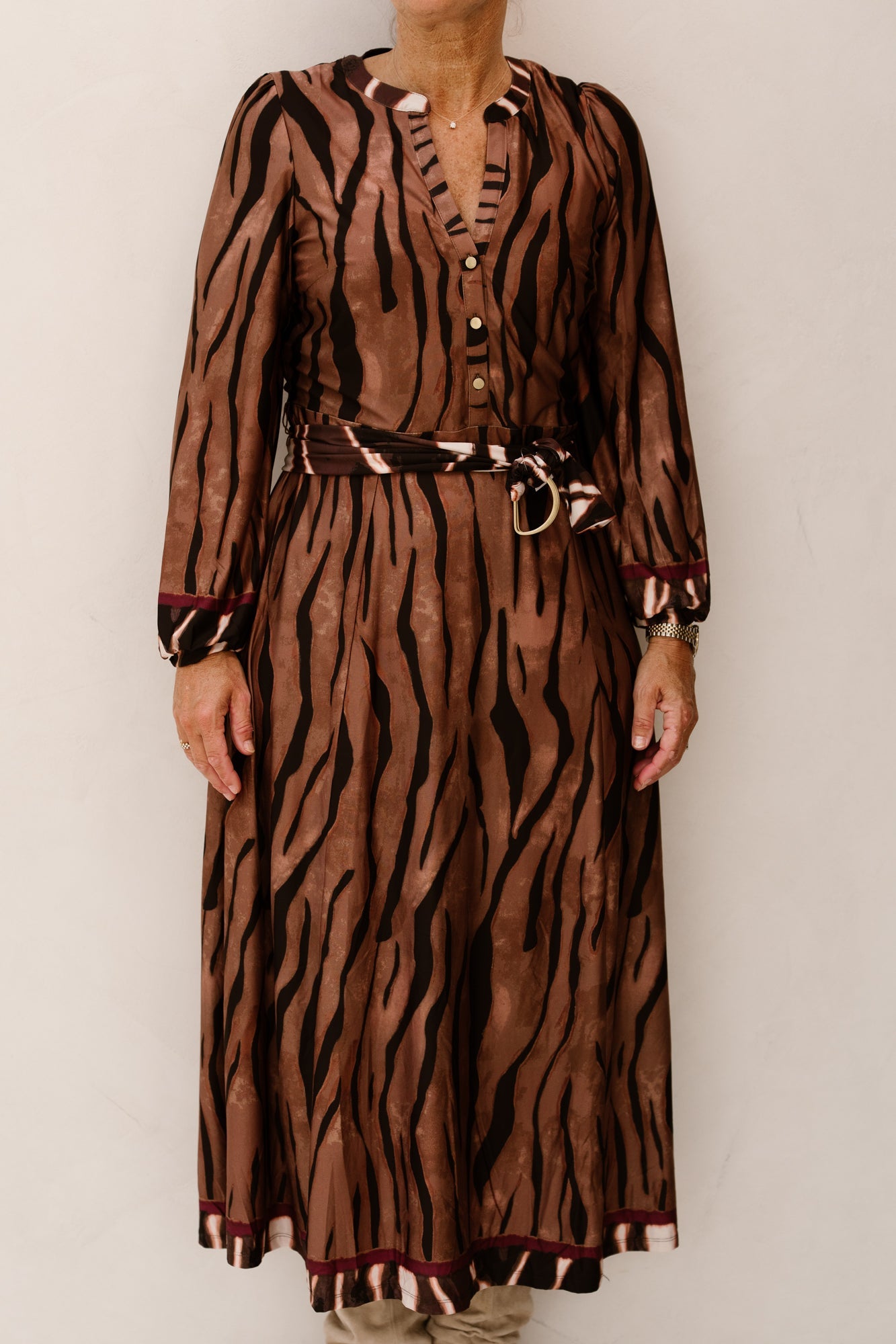K-Design Maxi jurk met dierenprint D306 - Bij Keesje - K-design - Jurk