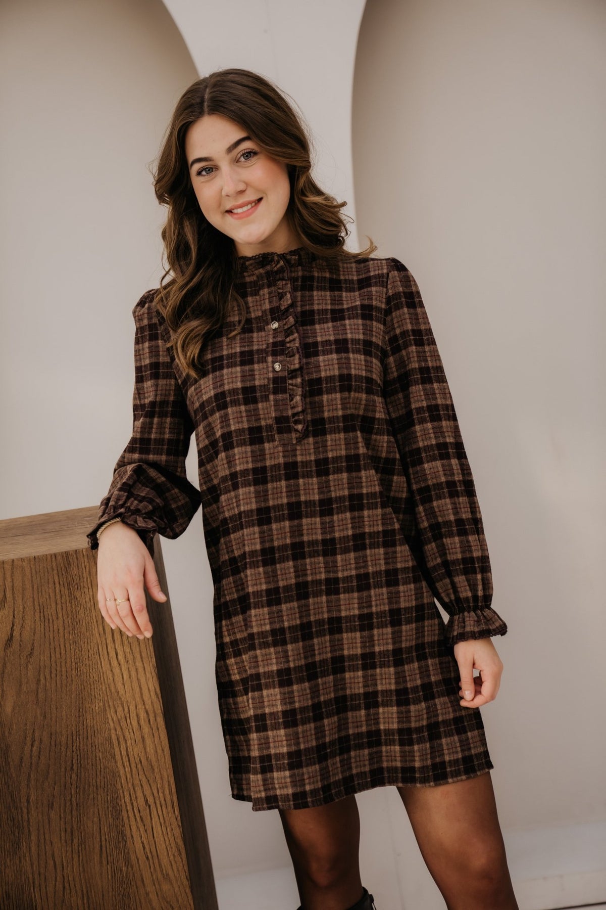 Karin check dress brown - Bij Keesje - Bij Keesje - Jurk