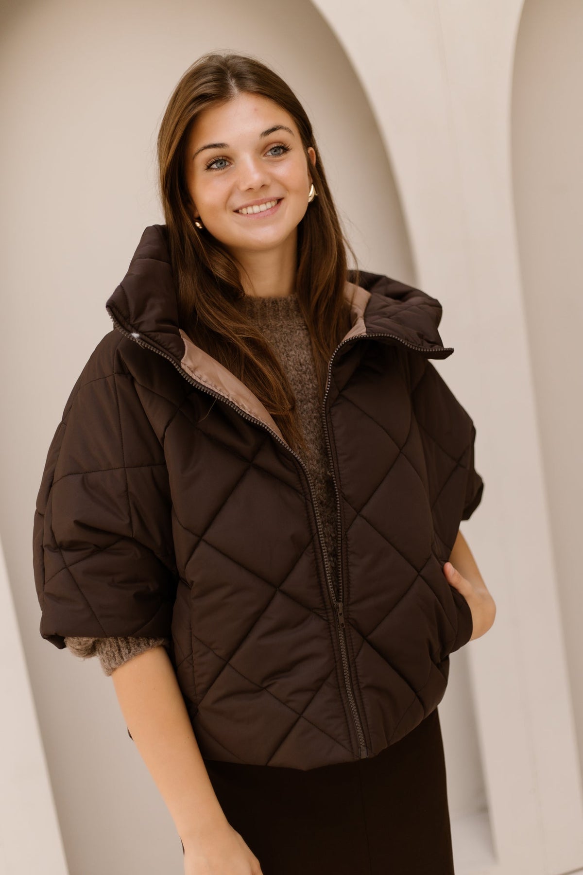 Karo bodywarmer bruin - Bij Keesje - Bij Keesje - Gilet