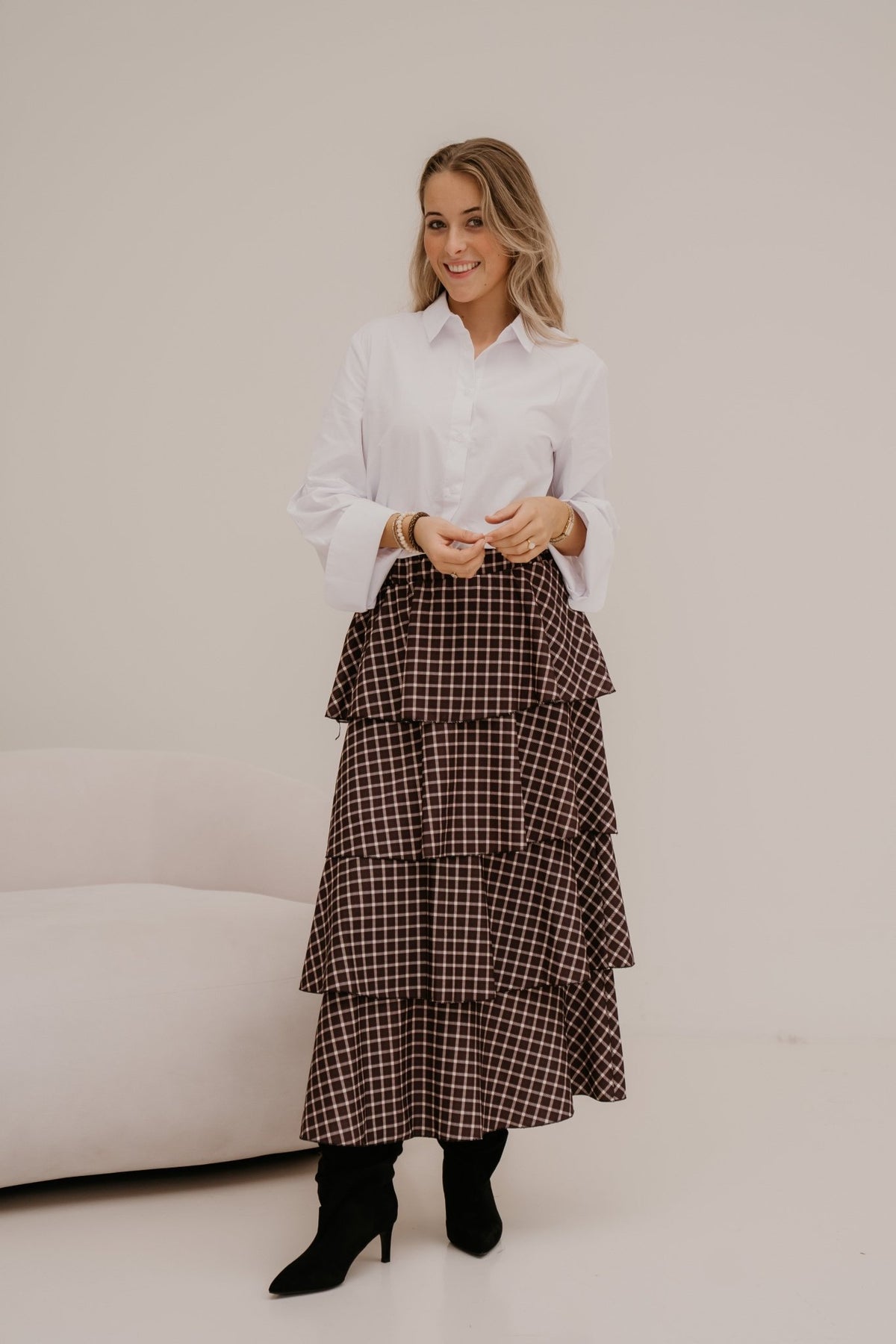 Katrin skirt ruit brown - Bij Keesje - Bij Keesje - Rok