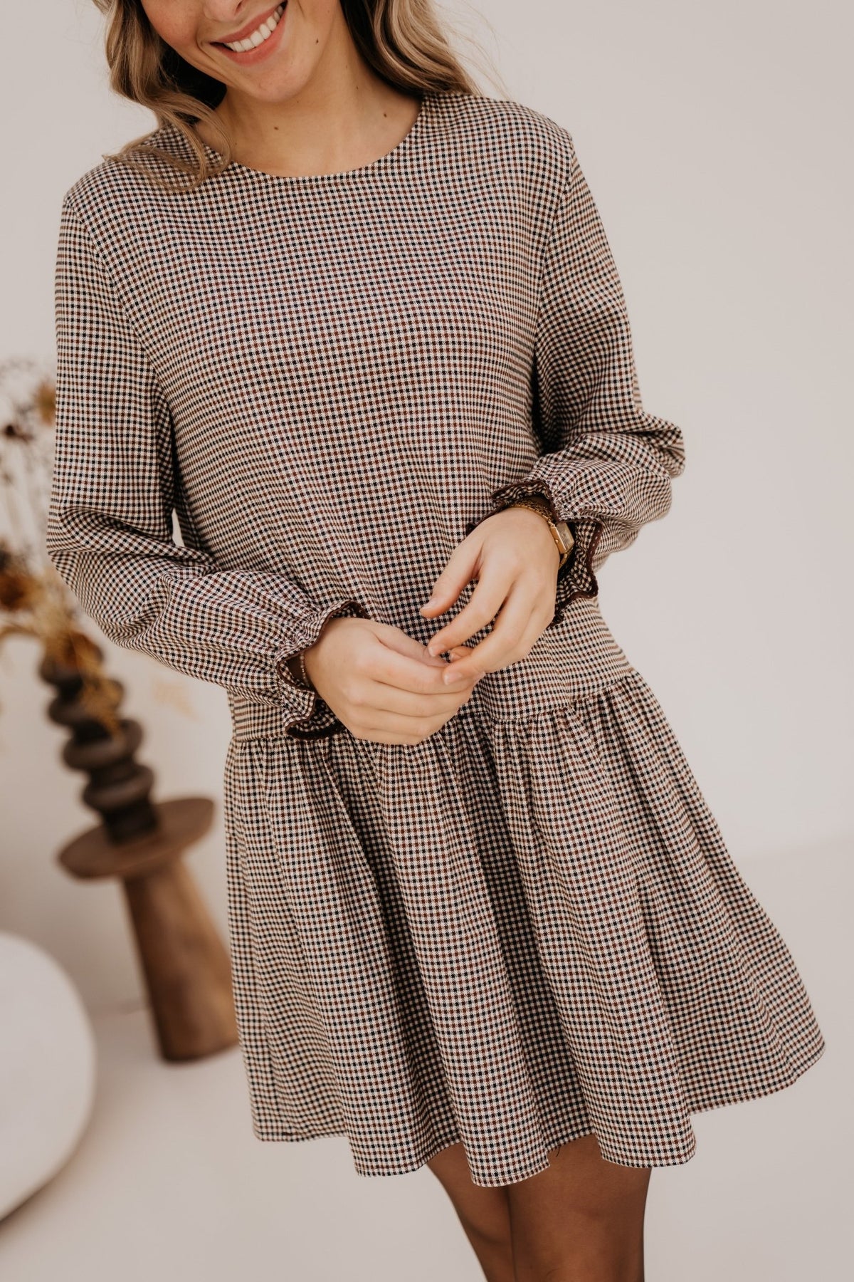 Katy check dress bordeaux - Bij Keesje - Bij Keesje - Jurk