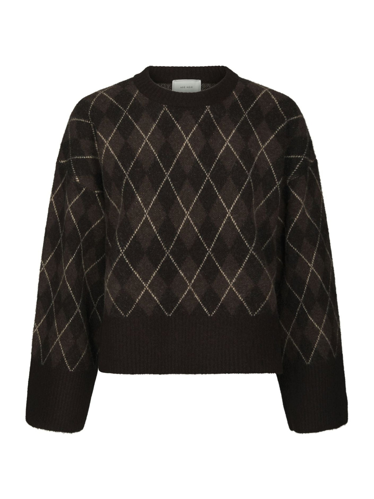 Kick Check Knit Blouse Dark Brown - Bij Keesje - Neo Noir - Trui