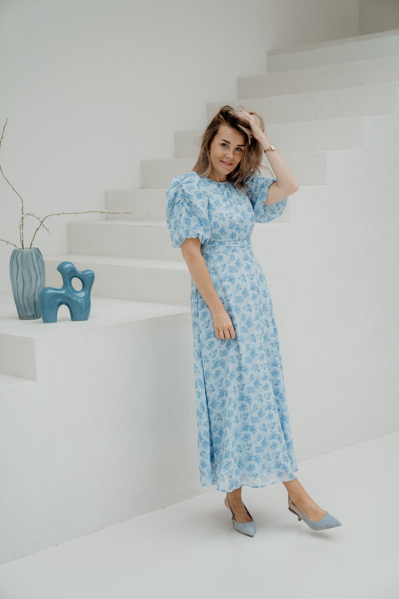 Kikka Chiffon Flower Dress Light Blue - Bij Keesje - Neo Noir - Jurk