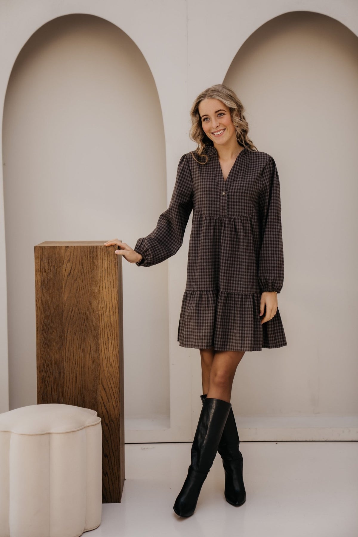 Kikki check dress brown - Bij Keesje - Bij Keesje - Jurk
