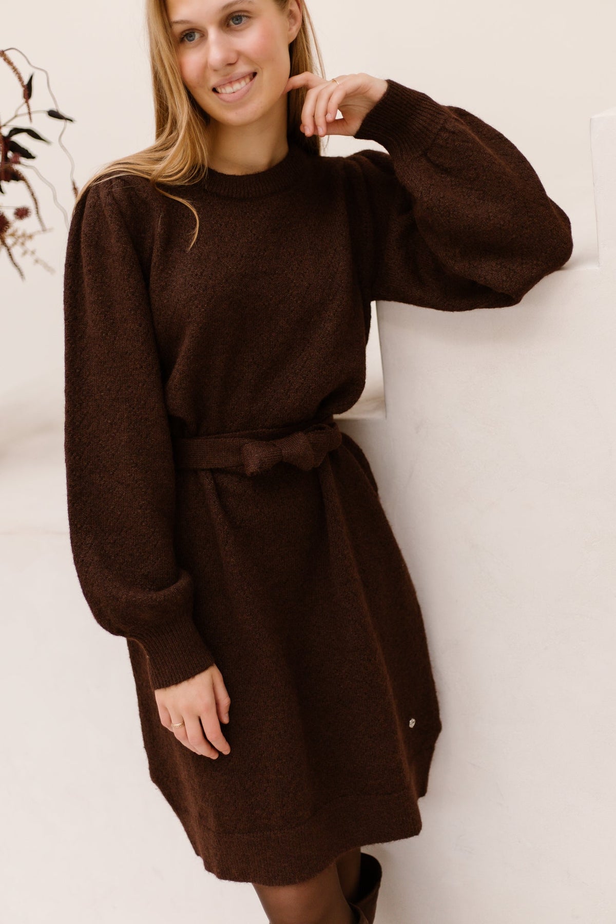 Knit dress brown 26734-SL - Bij Keesje - Smashed Lemon - Jurk