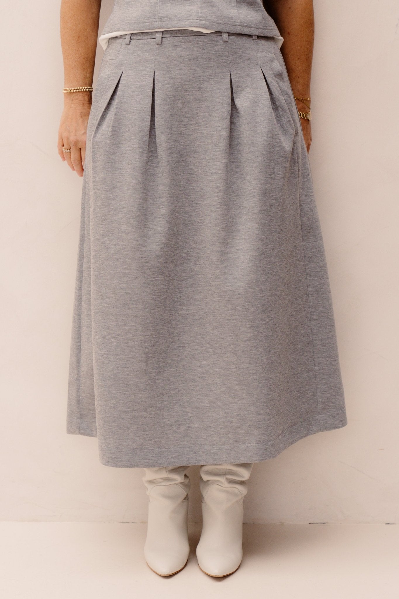 LanceCC Pleat Skirt Grey - Melange - Bij Keesje - Co'couture - Rokken