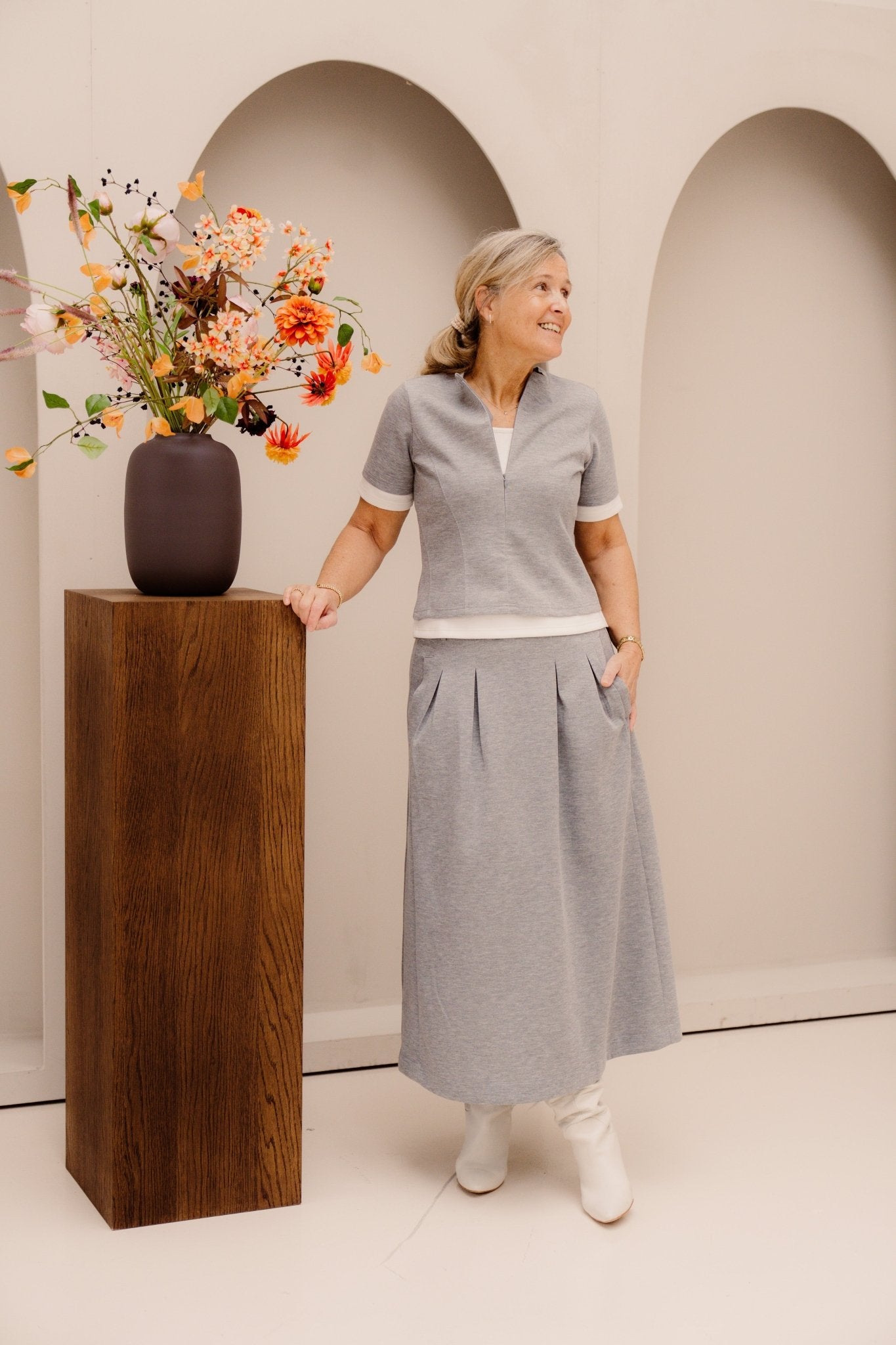 LanceCC Pleat Skirt Grey - Melange - Bij Keesje - Co'couture - Rokken